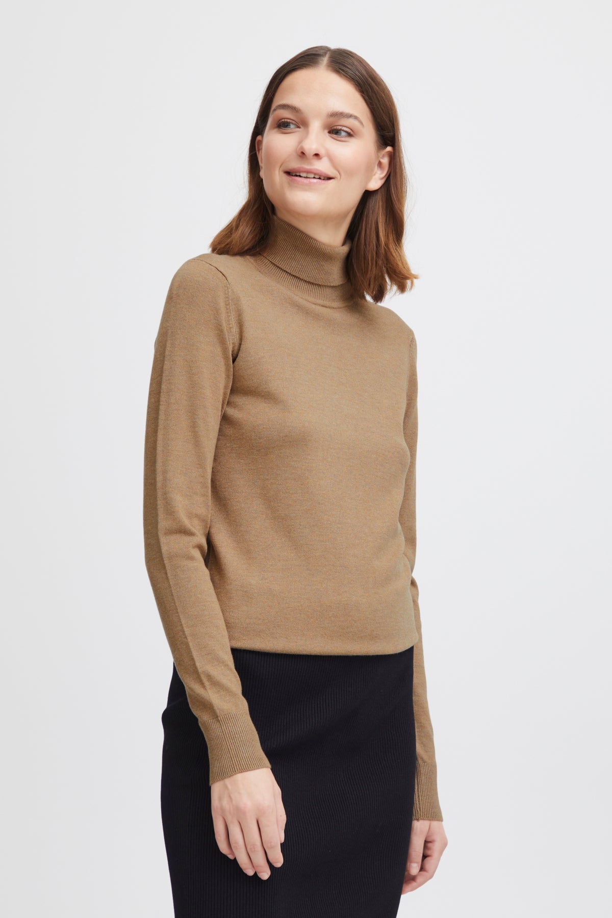 B Young MORLA Roll-Neck Jumper - Sepia Tint Melange