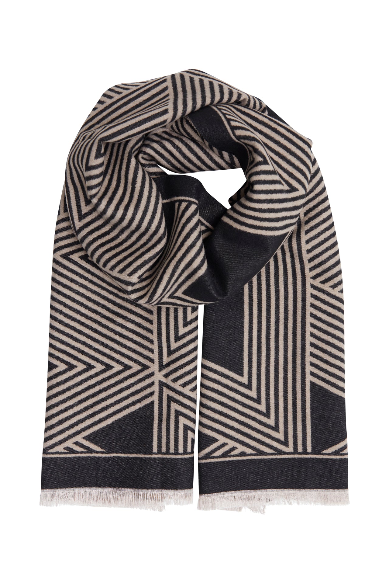B Young BAVIBI Geometric Scarf - Black Mix