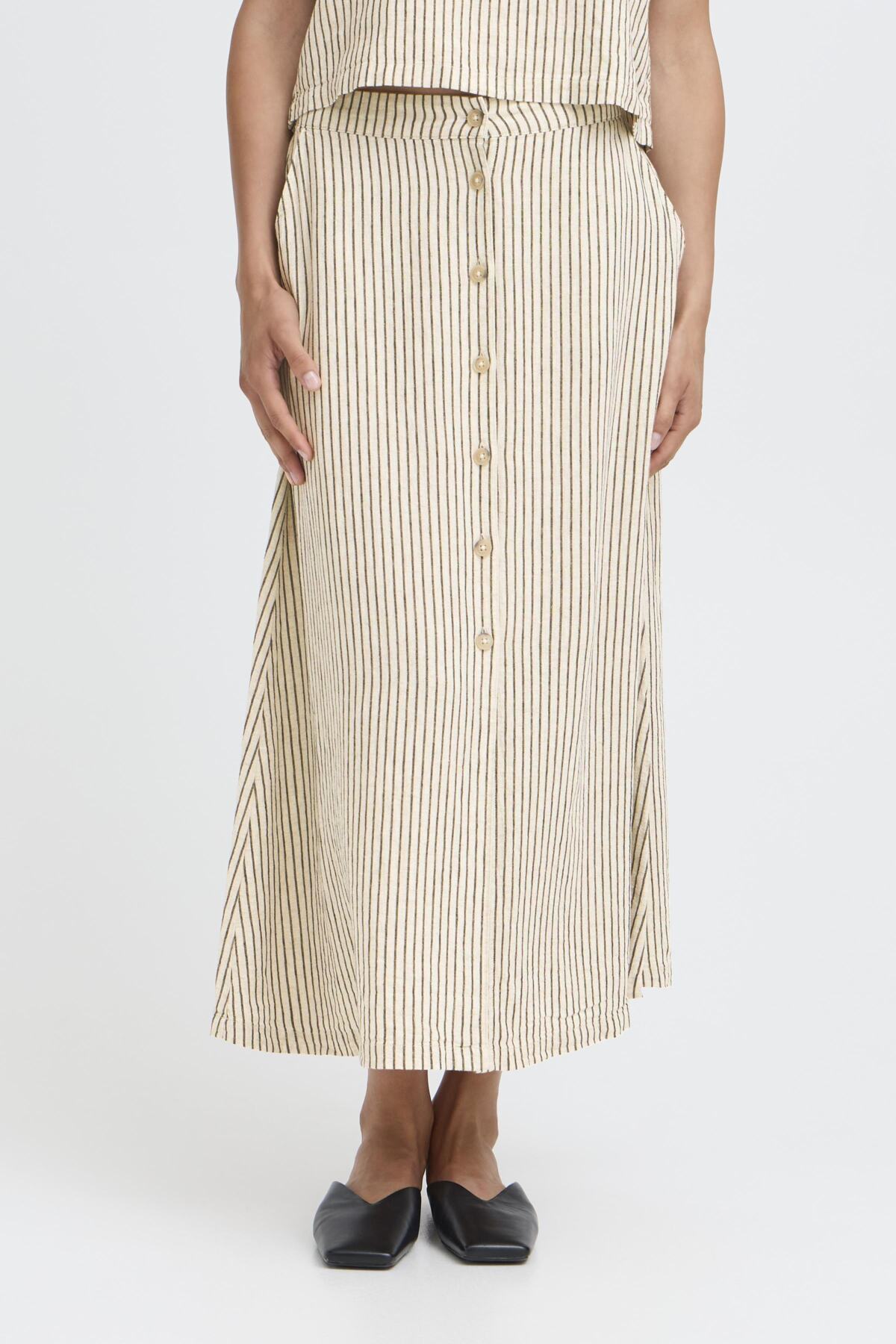 B Young FALAKKA Button Skirt - Rainy Day Melange
