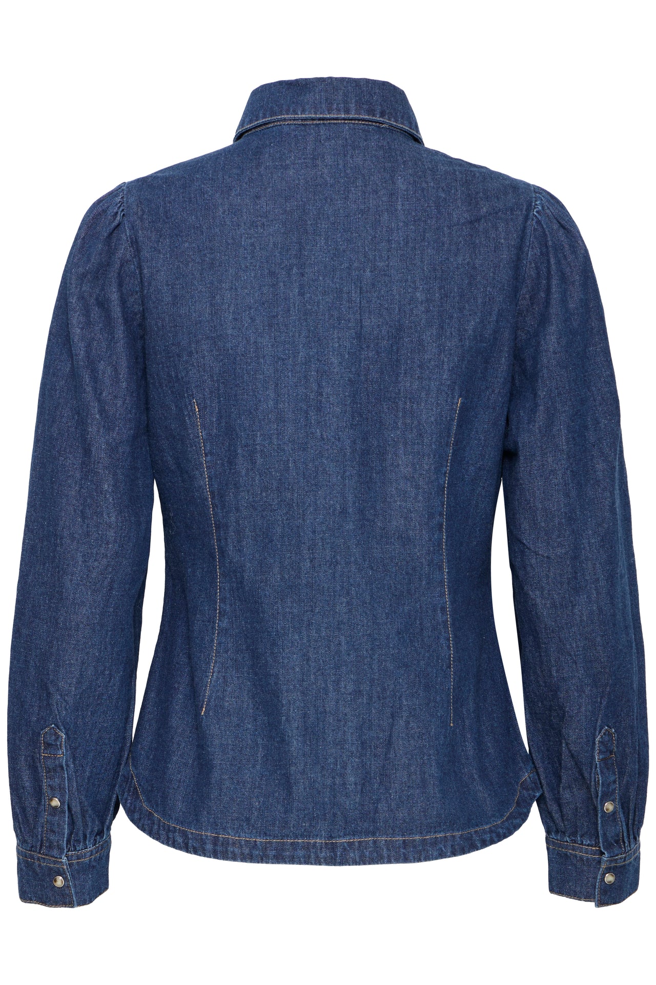 B Young LUVA Puff Shirt - Mid Blue Denim