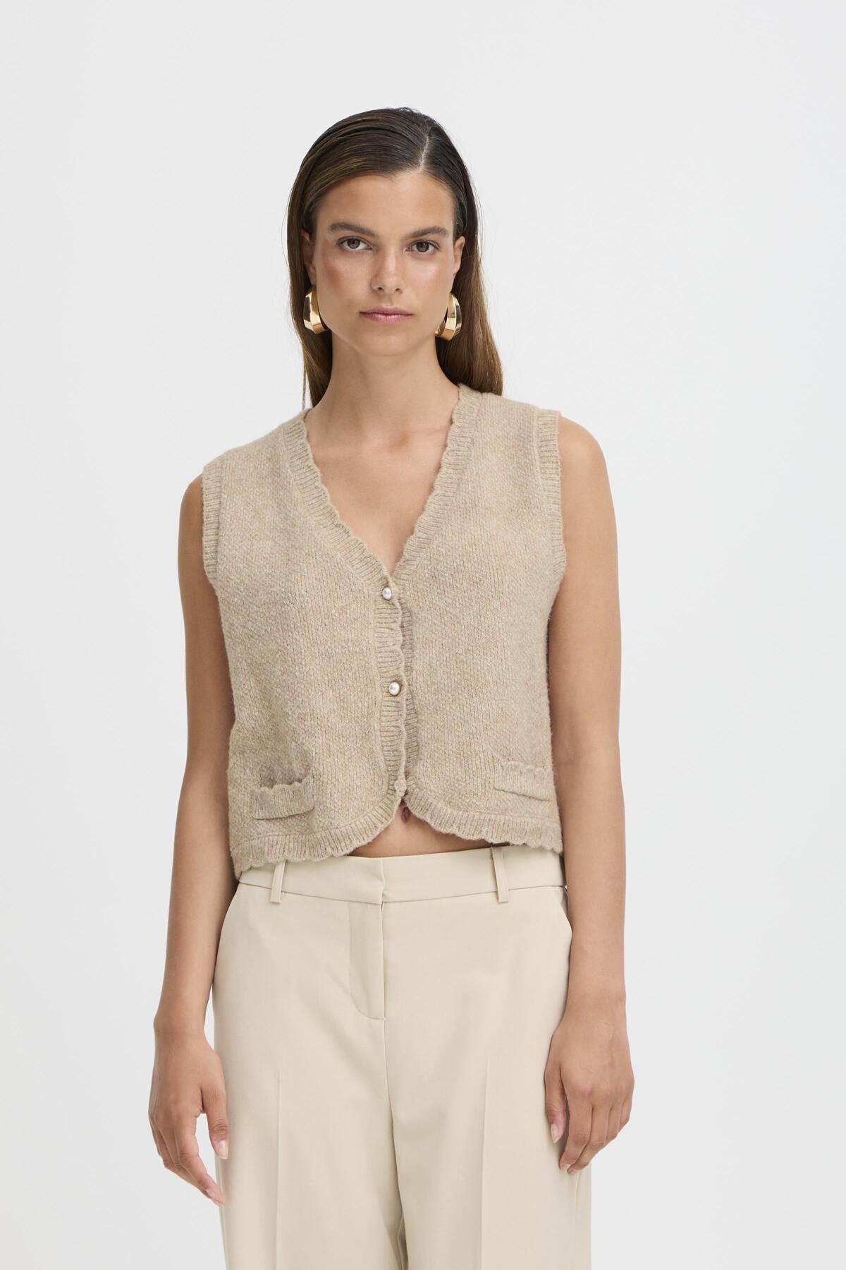 B Young NADIKA Waistcoat - String Melange