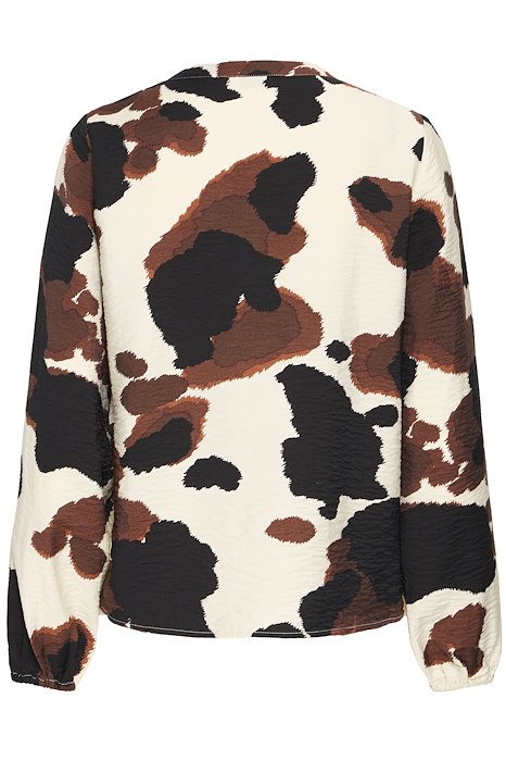 B Young HAMMA Pintuck Frill Shirt - String Cow Print