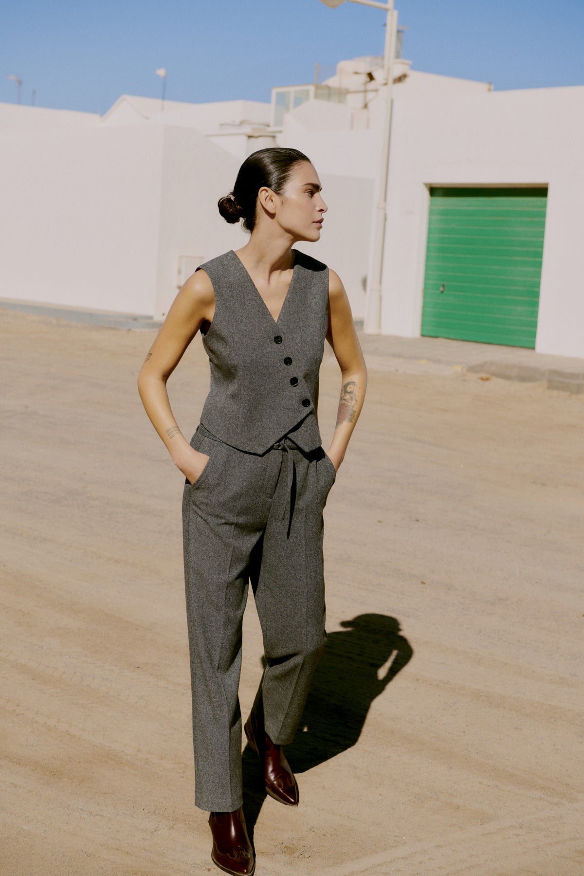 B Young ETONA Waistcoat - Mid Grey Melange