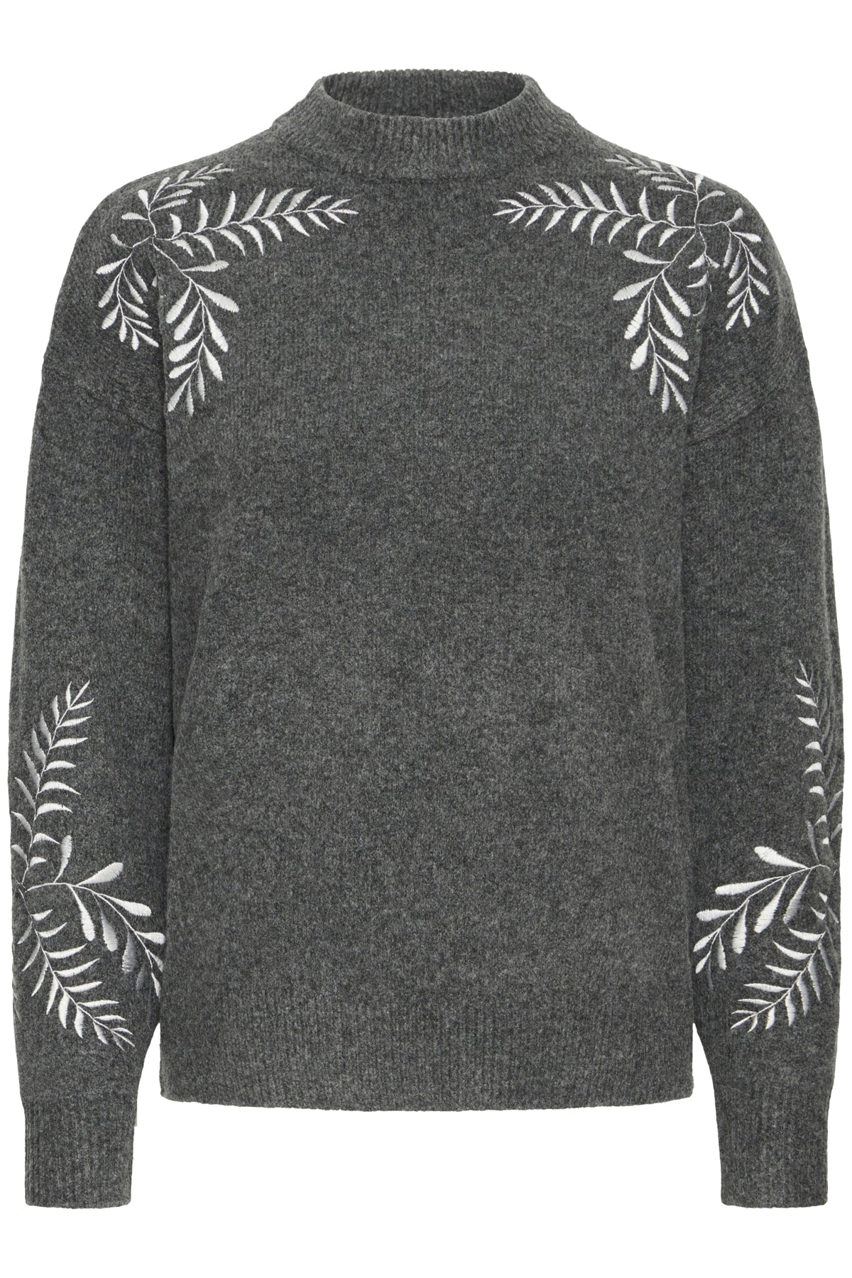 B Young MAGGE Embroidered Jumper - Dark Grey Melange