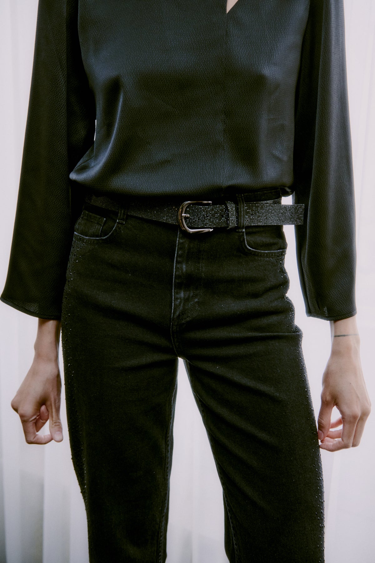 B Young Villi Belt - Black Metal
