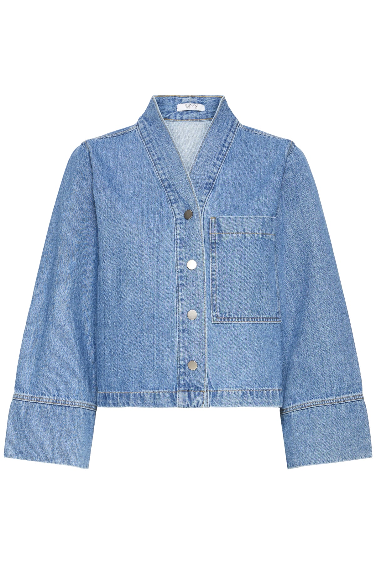 B Young KACILA Cotton Denim Look Shirt - Mid Blue Denim