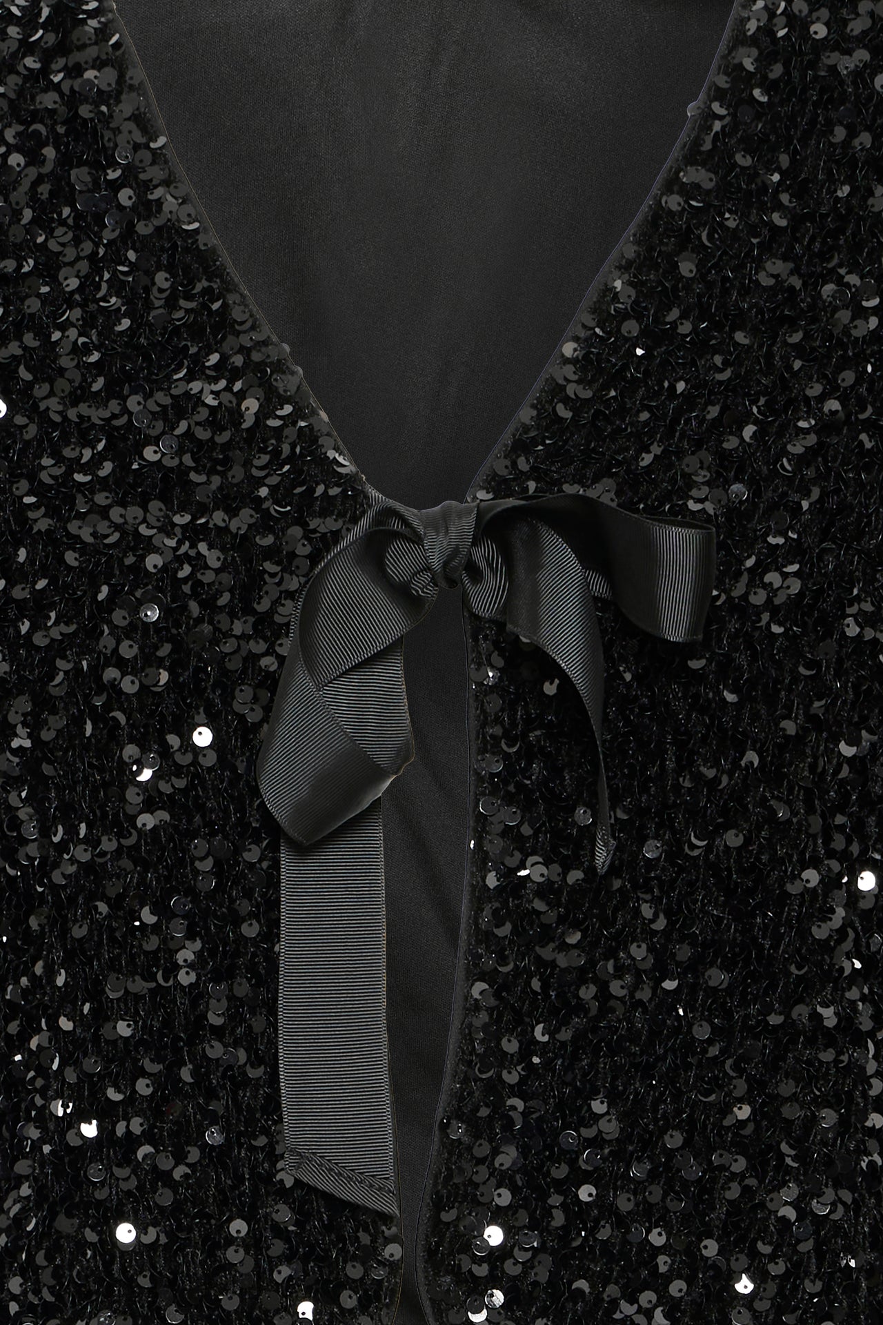 B Young Paillet V-Neck Bow Jacket - Meteorite