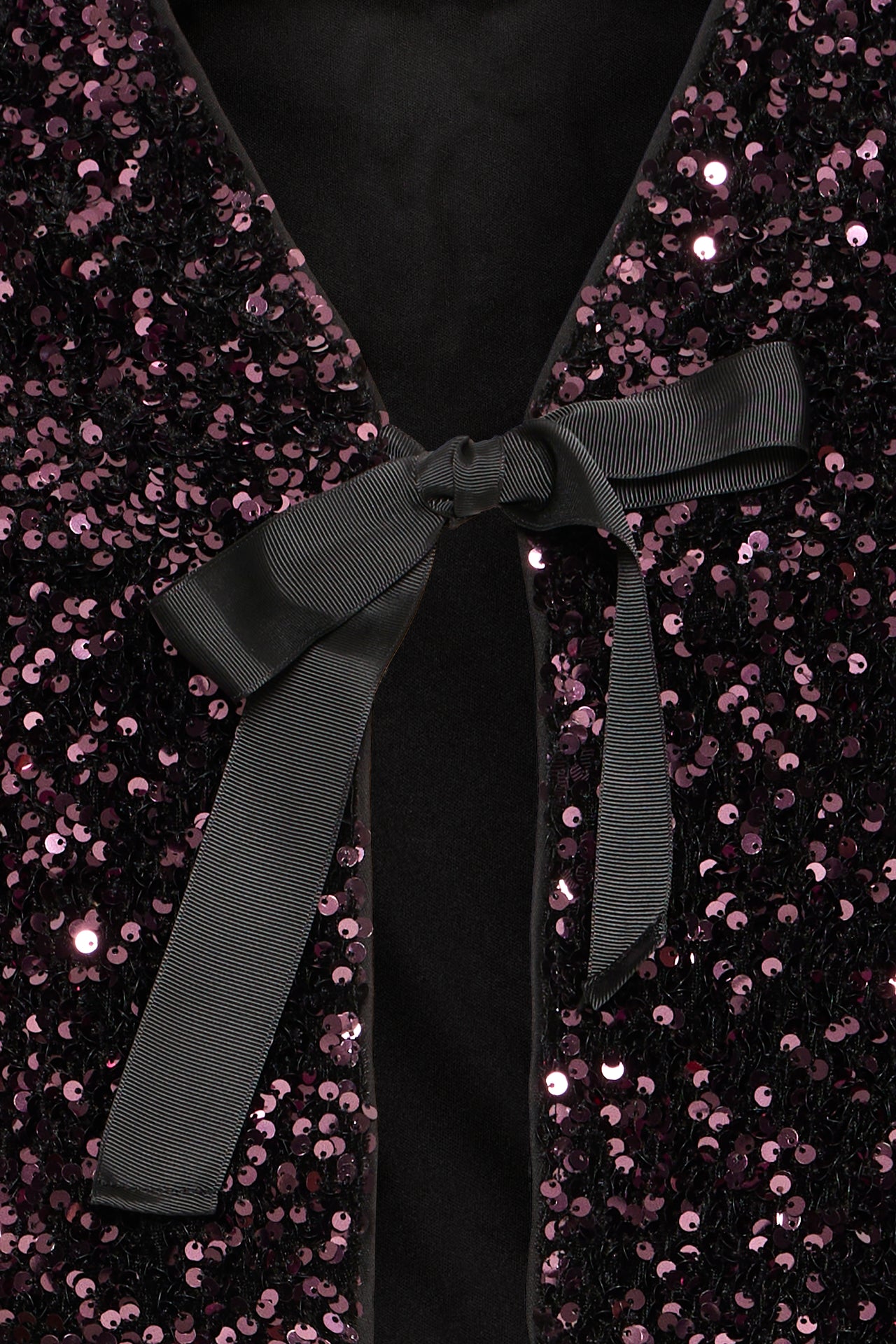 B Young Paillet V-Neck Bow Jacket - Fudge Sequin Mix
