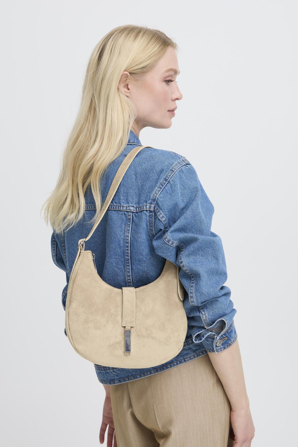 B Young Vuede Suede Beige Small Bag - Tiger's Eye