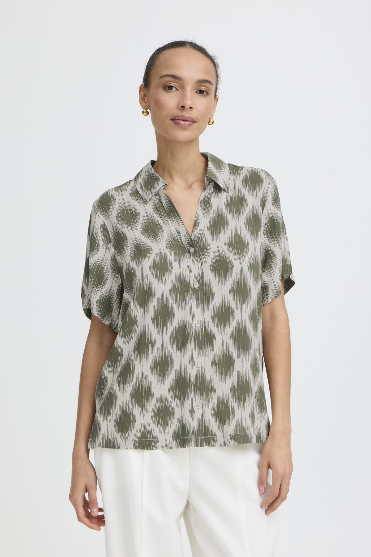 B Young JOELLA Shirt - Ogee Ikat Kalamata