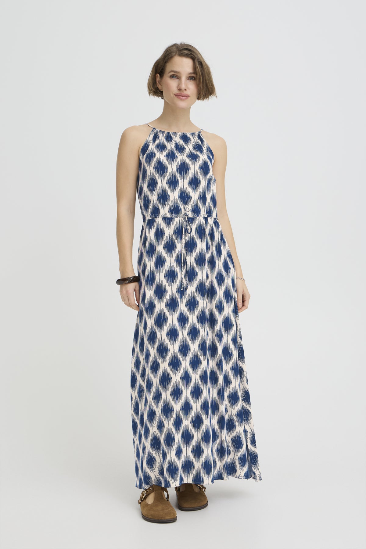 B Young JOELLA Slip Dress - Ogee Ikat Medieval Blue