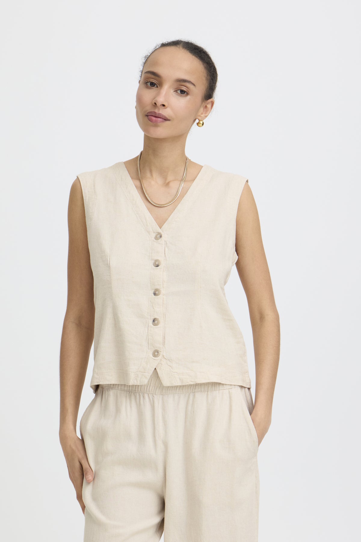 B Young FALAKKA Waistcoat - Rainy Day Melange