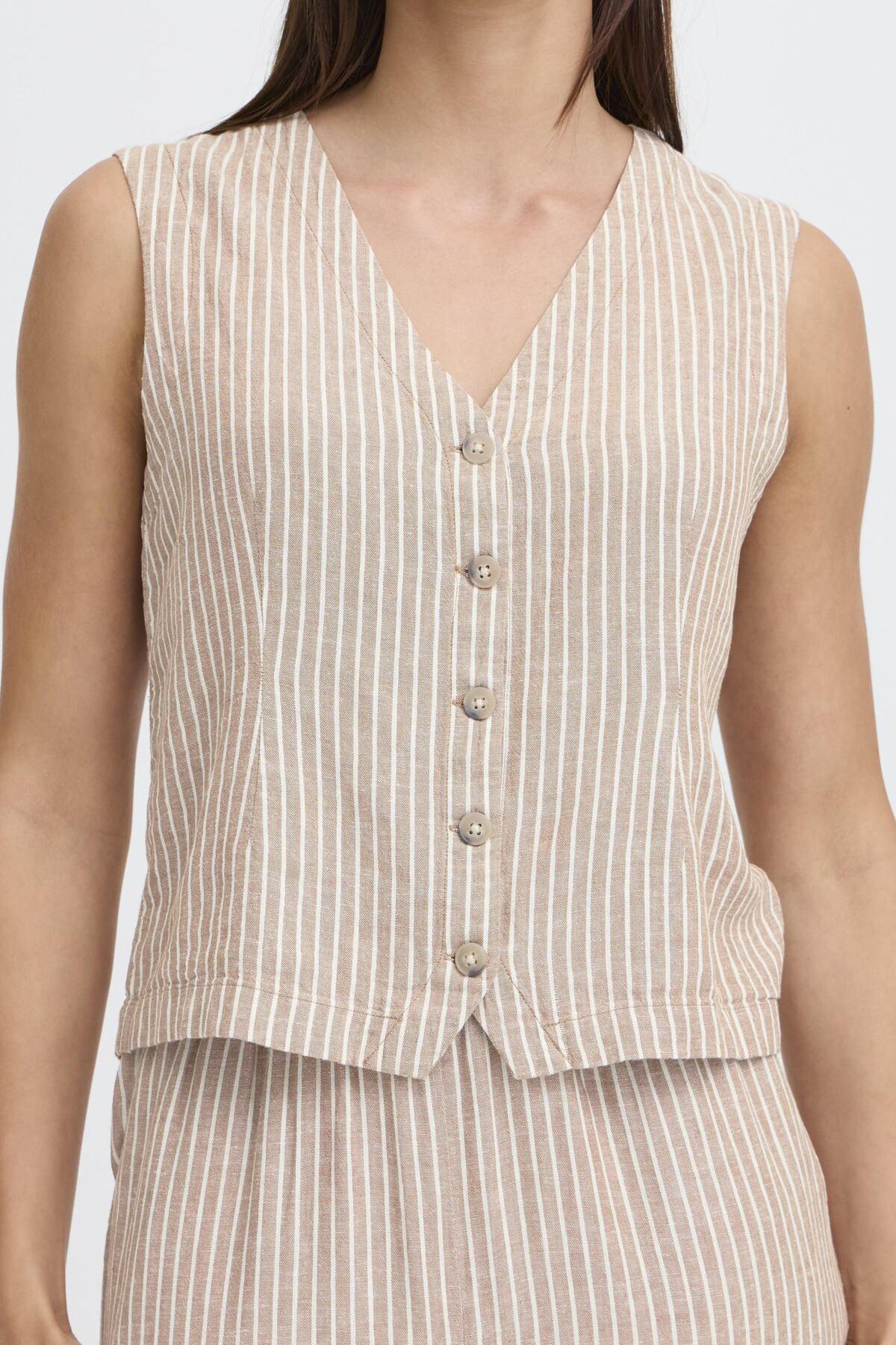 B Young FALAKKA Waistcoat - Woodsmoke Stripe
