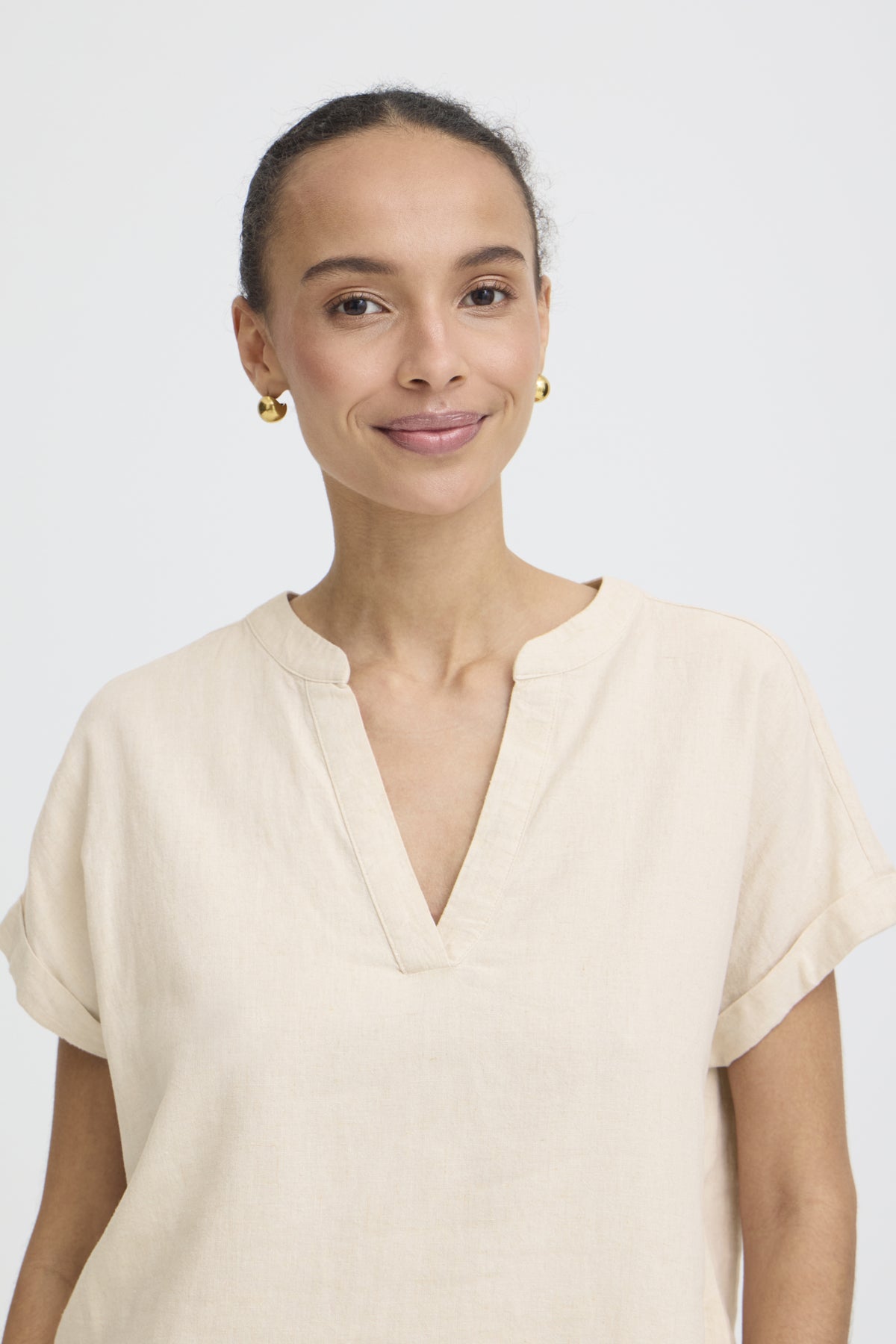 B Young FALAKKA V-Neck Blouse - Rainy Day Melange