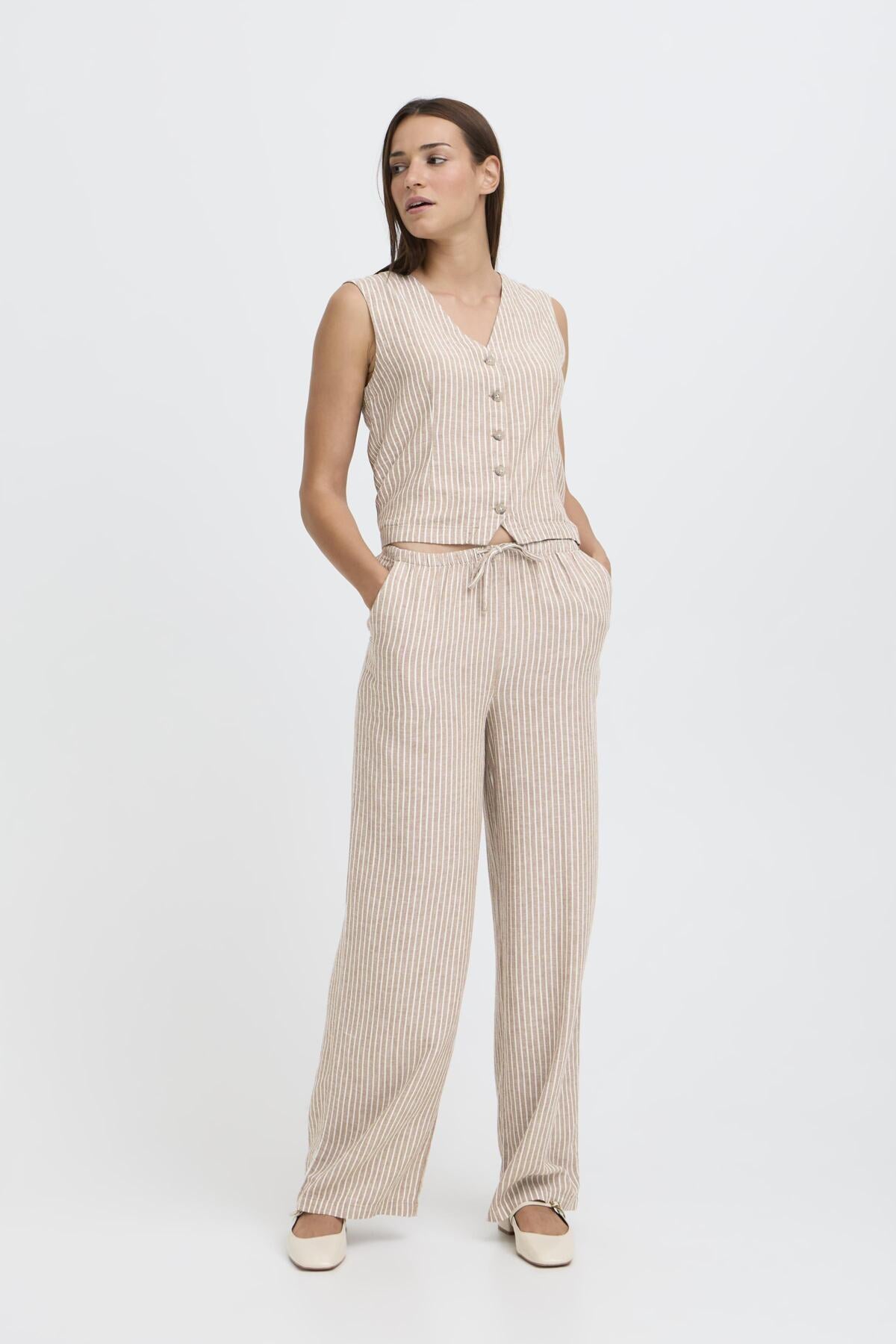 B Young FALAKKA Trousers - Woodsmoke Stripe
