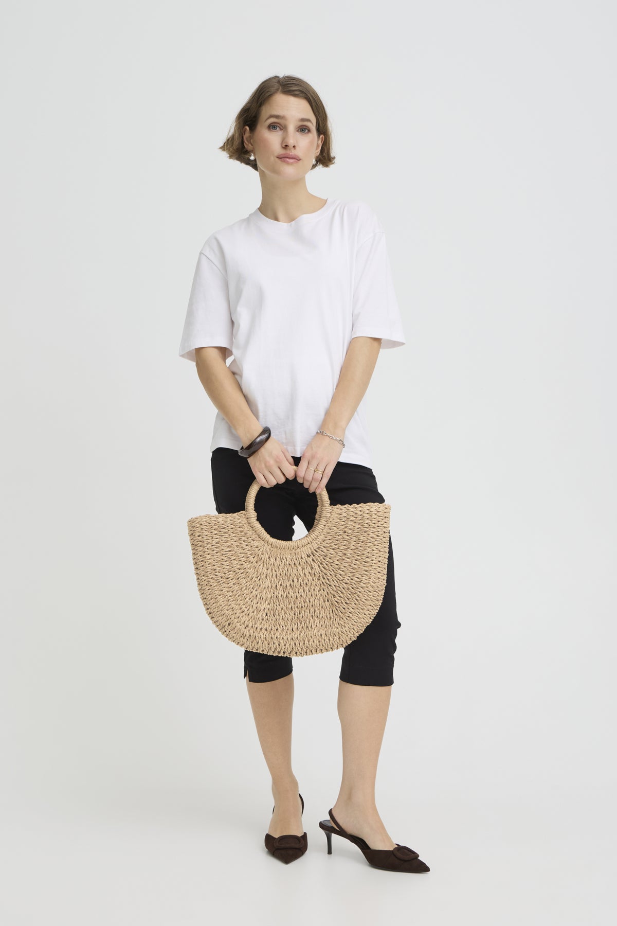 B Young VASHTI Shopper Bag - Natural Medium Straw