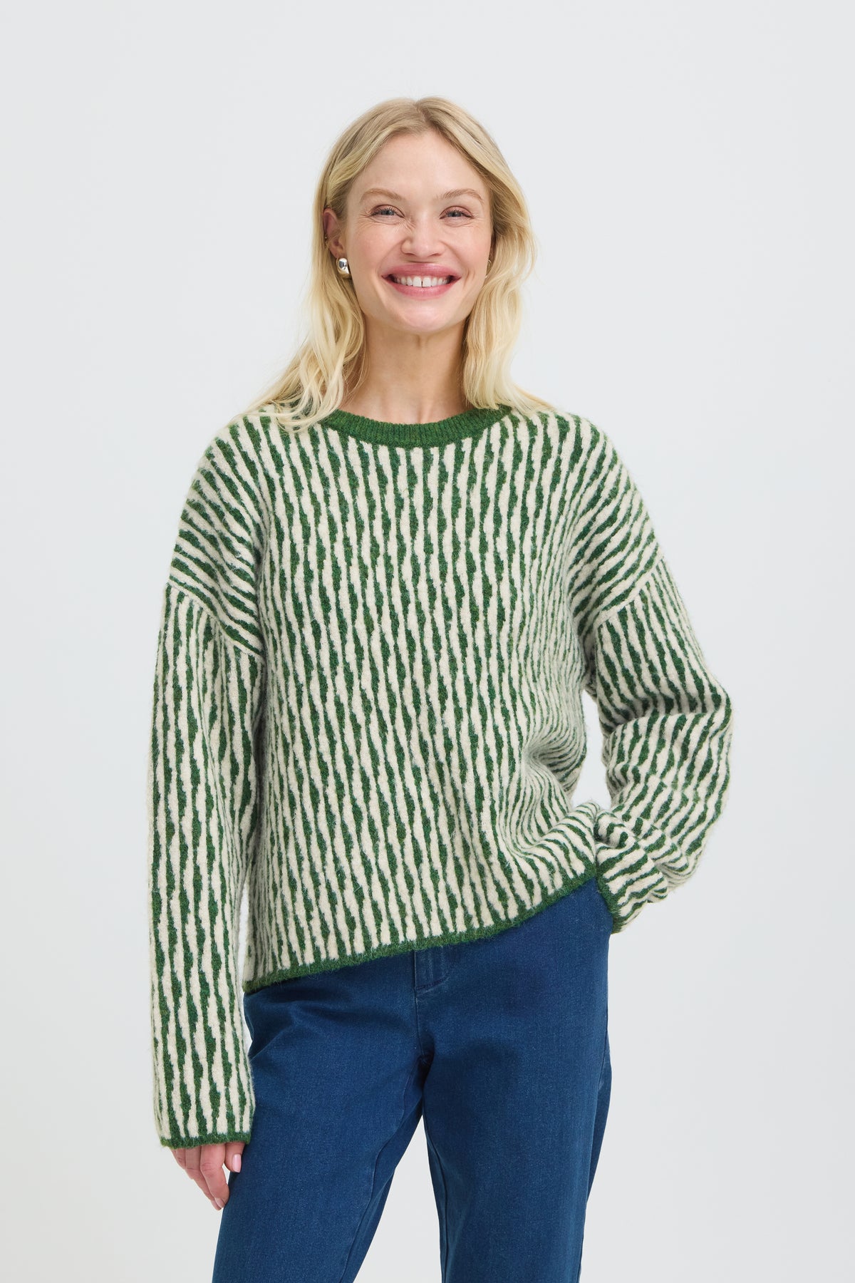 B Young OJULA Jumper - Artichoke Green Abstract