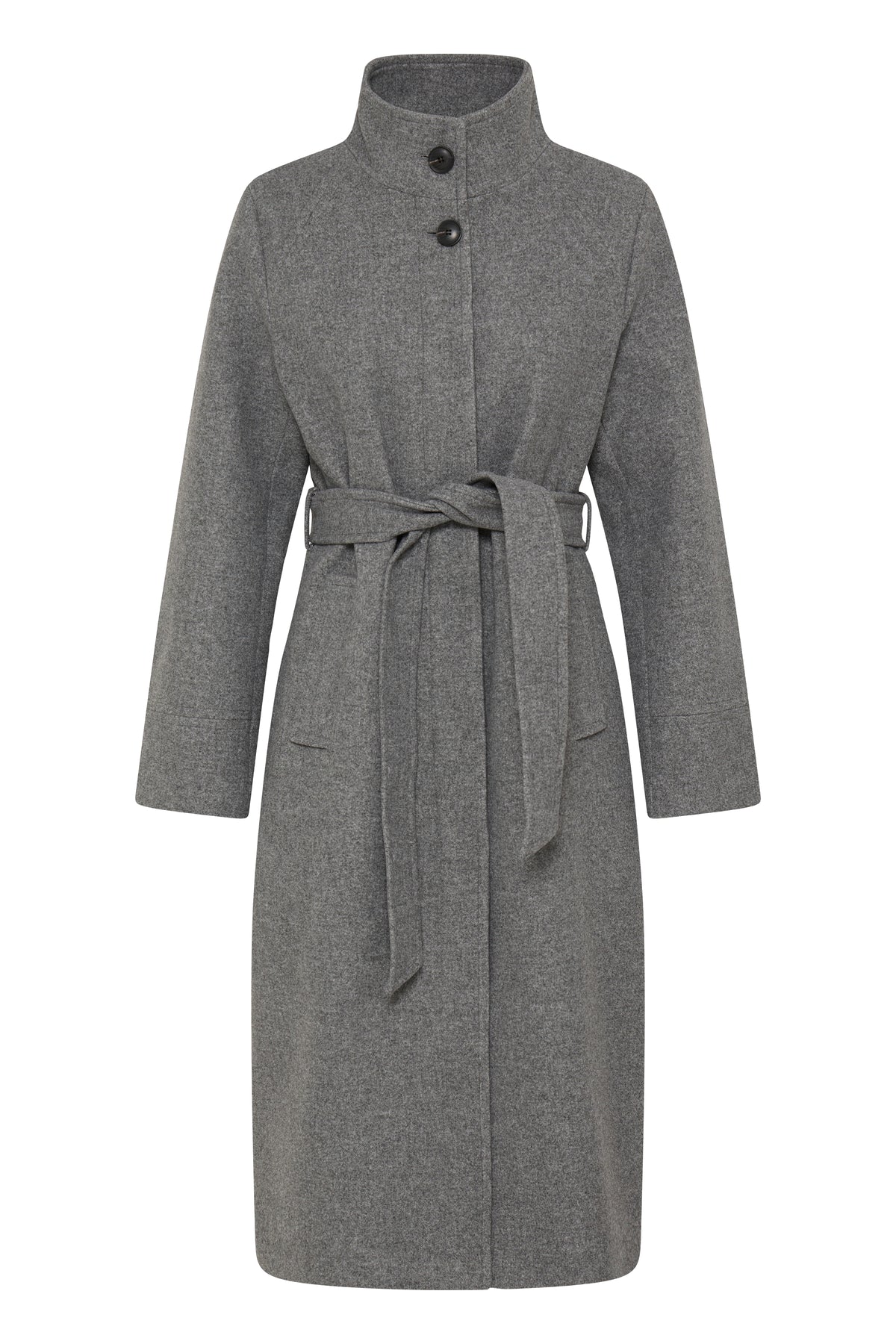 B Young CALIA Long Coat - Mid Grey Melange
