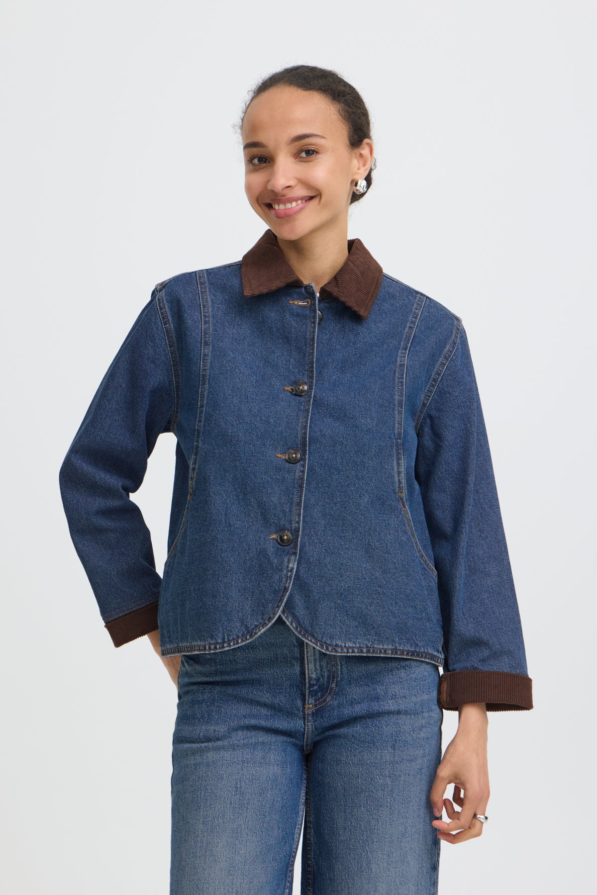 B Young KAMILO Jacket - Mid Blue Denim