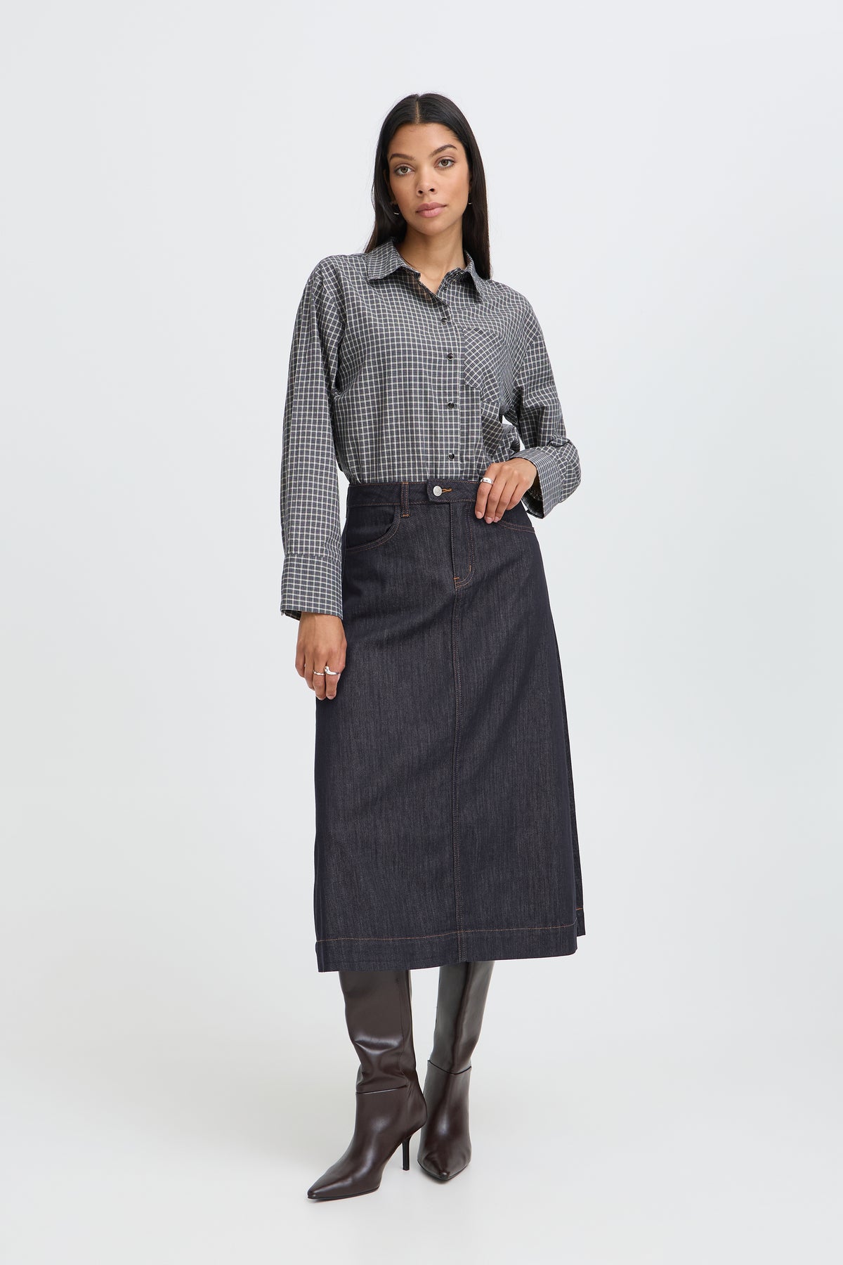 B Young KANEA Skirt - Dark Blue Denim