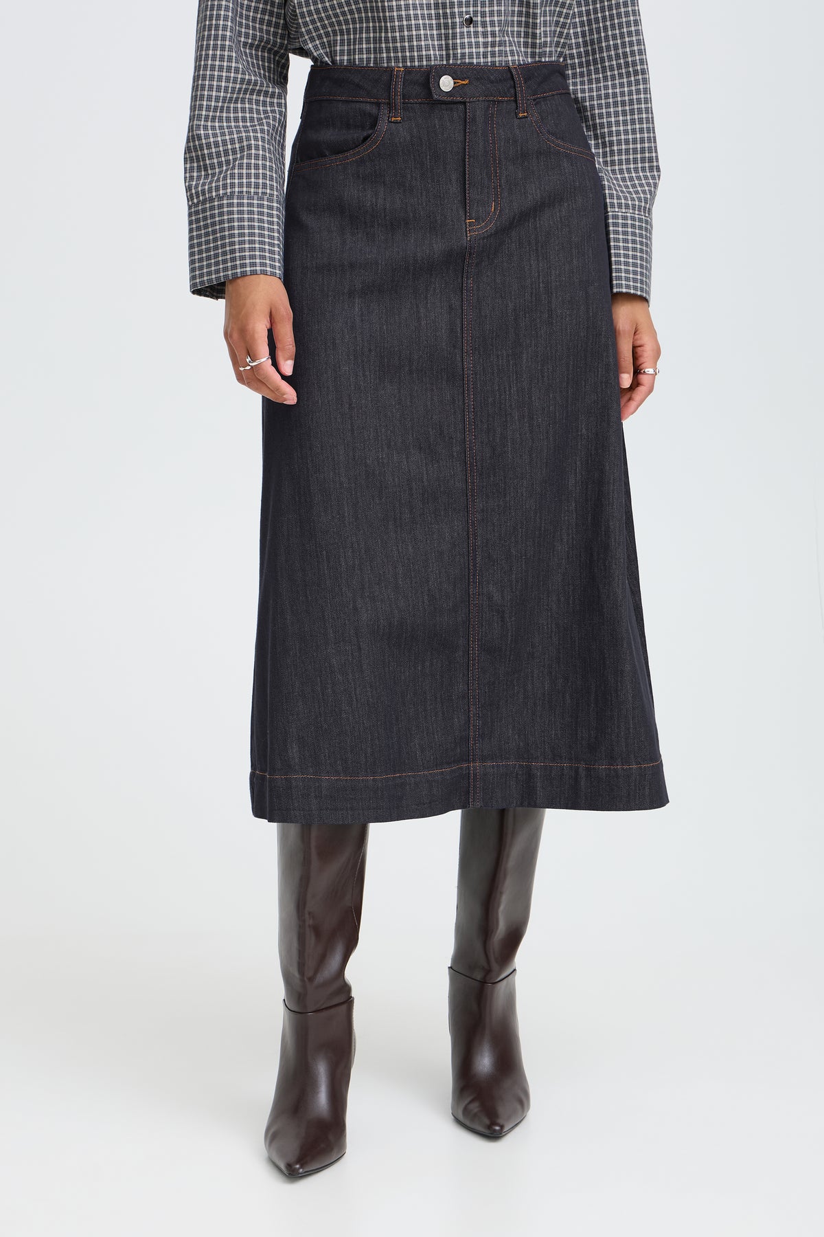B Young KANEA Skirt - Dark Blue Denim