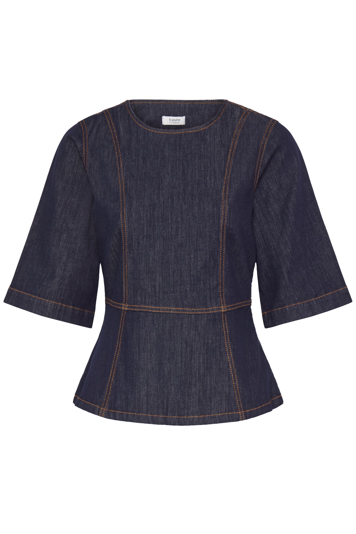 B Young KANEA Peplum Blouse - Dark Blue Denim