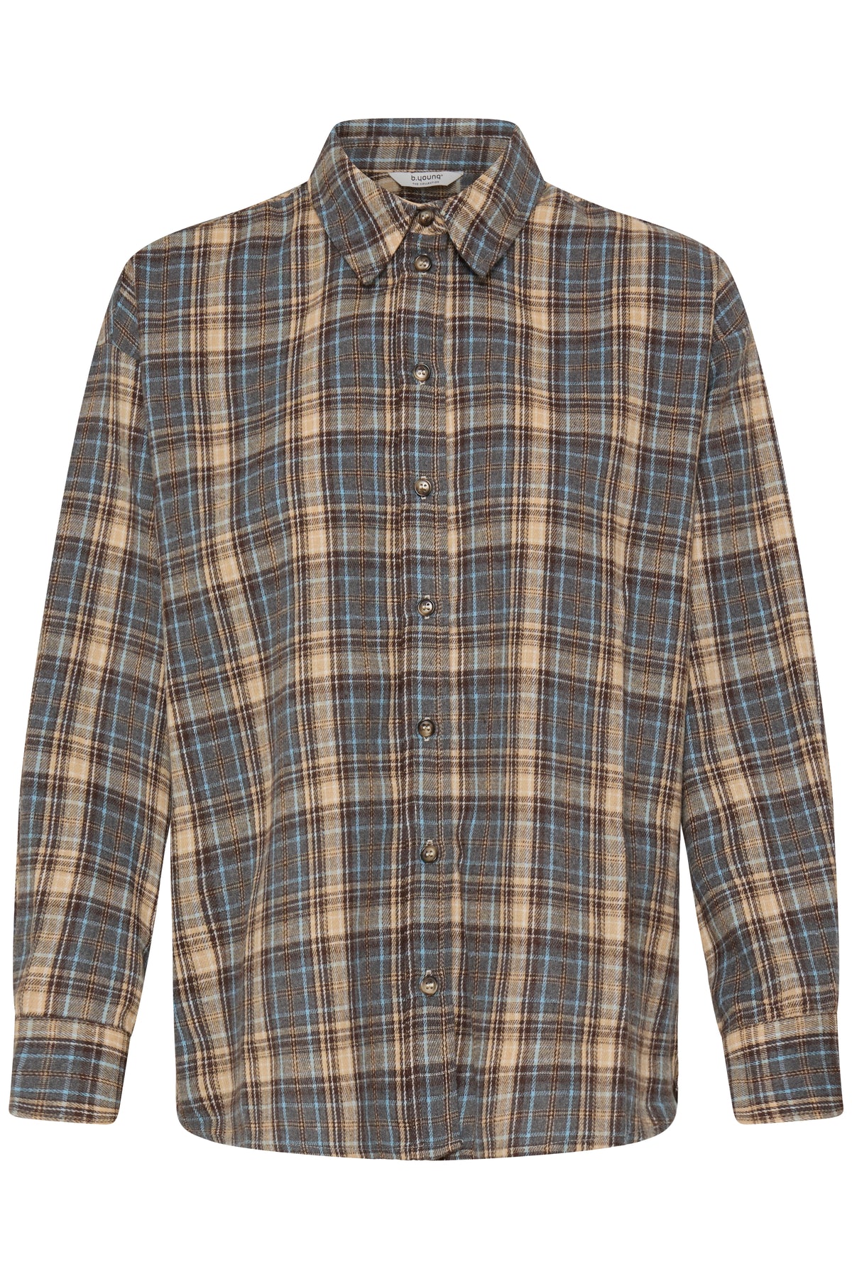 B Young FABRICE Shirt - Grey/Brown Check