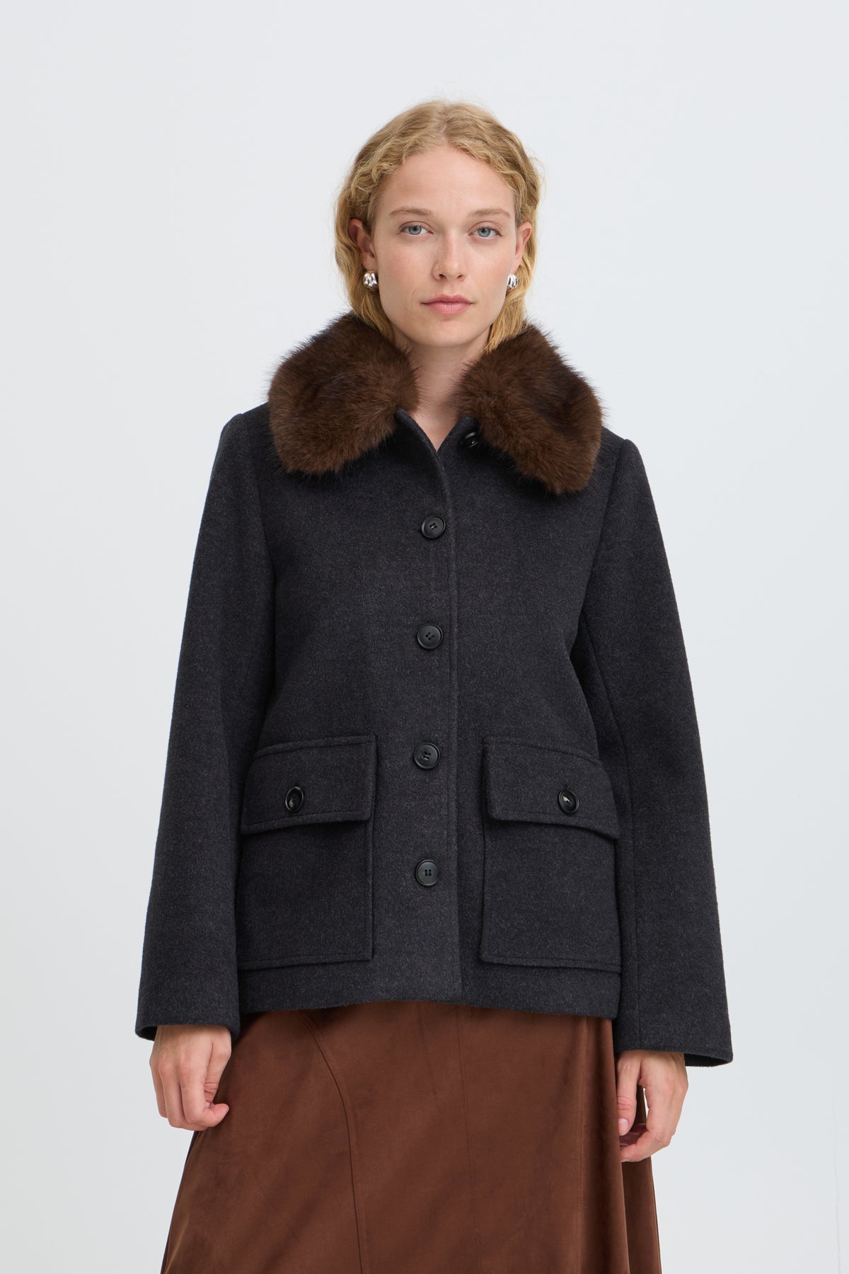 B Young BECILA Collar Jacket - Dark Grey Melange