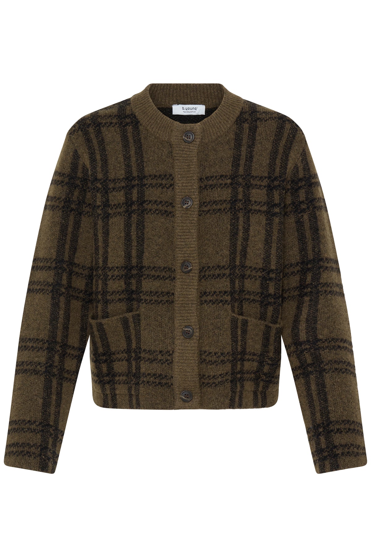 B Young ODELL Cardigan - Sepia Melange Check