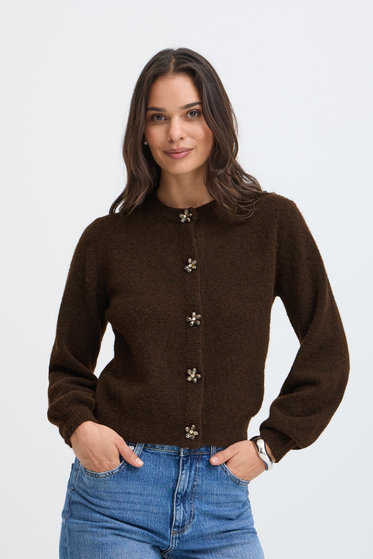 B Young OMEA Deco Cardigan - Java Melange