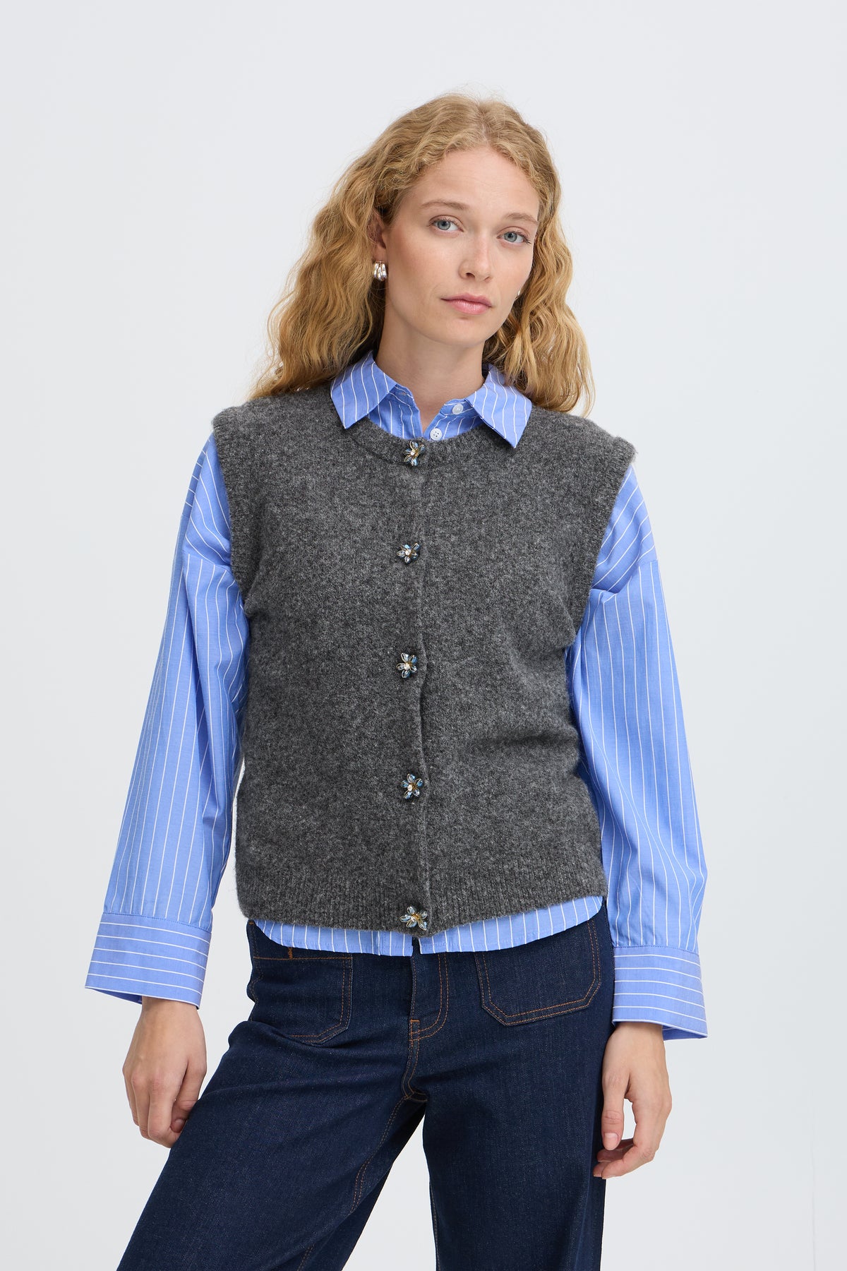B Young OMEA Vest - Dark Grey Melange