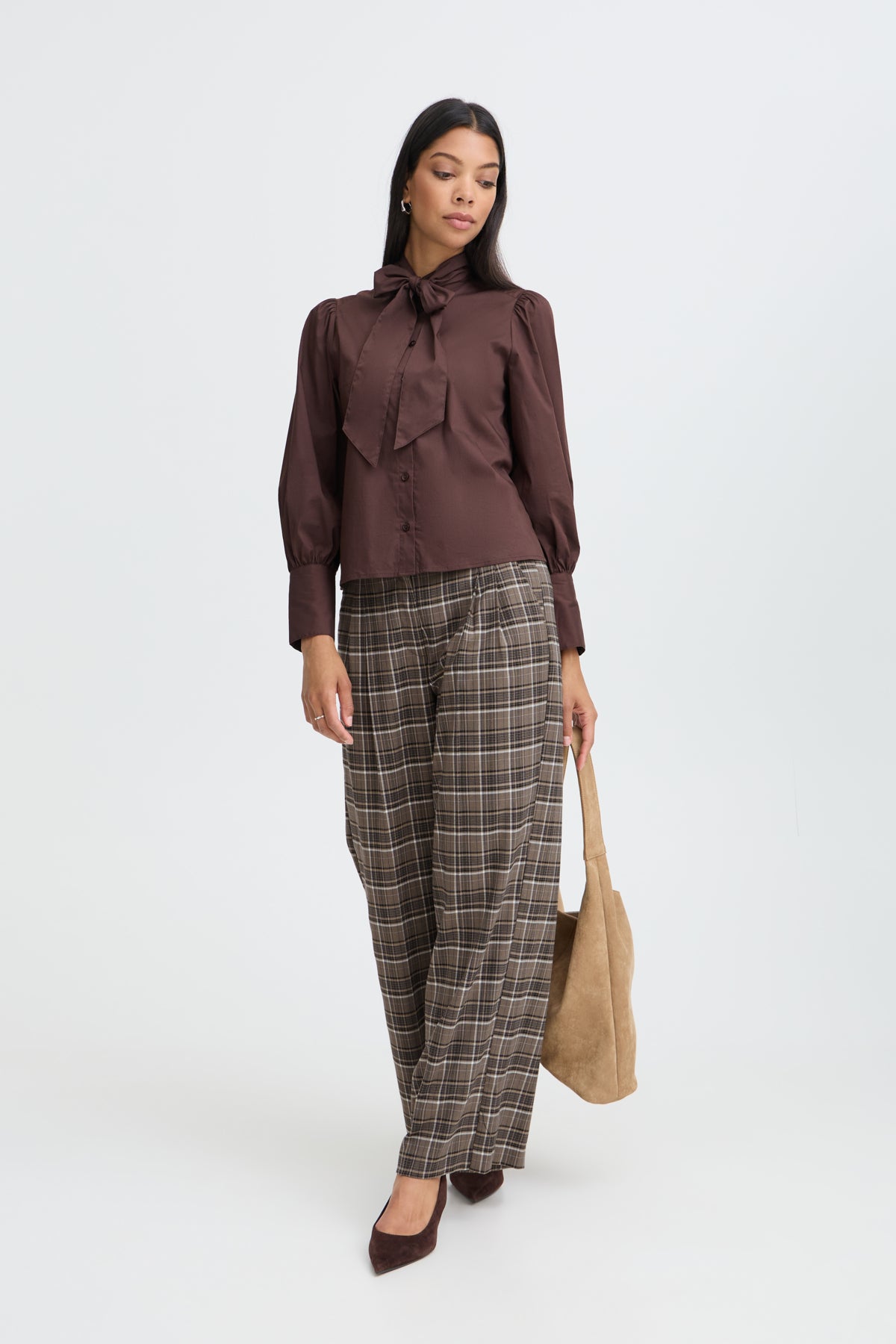 B Young Estolo Trousers - Sepia Check