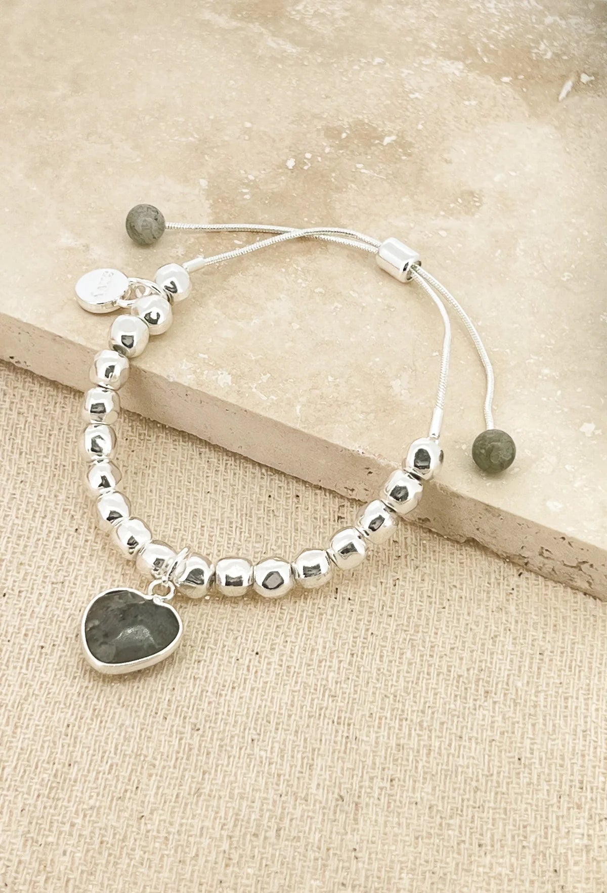 Envy Adjustable Silver Bracelet with Grey Charm