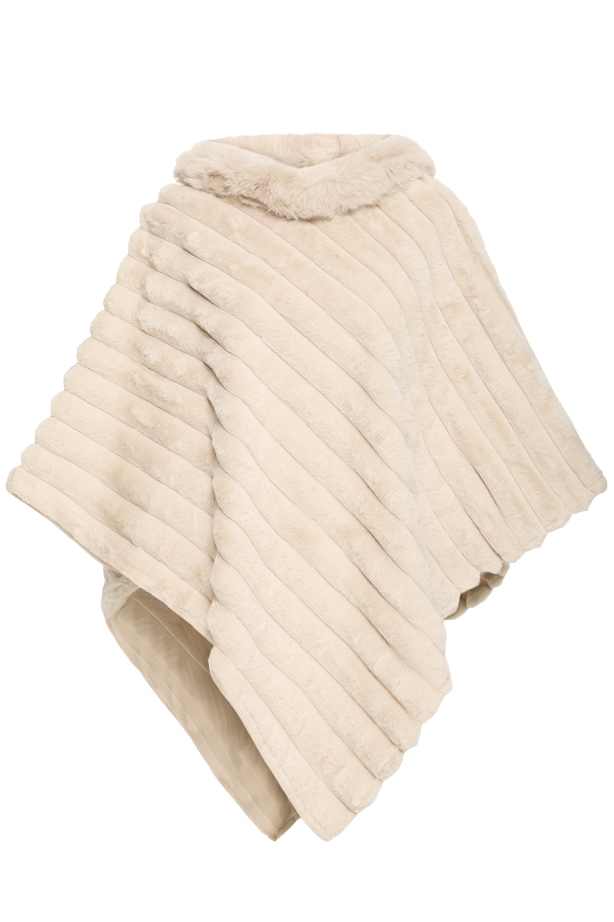 Sorbet Fake Fur Danio Poncho - Cream
