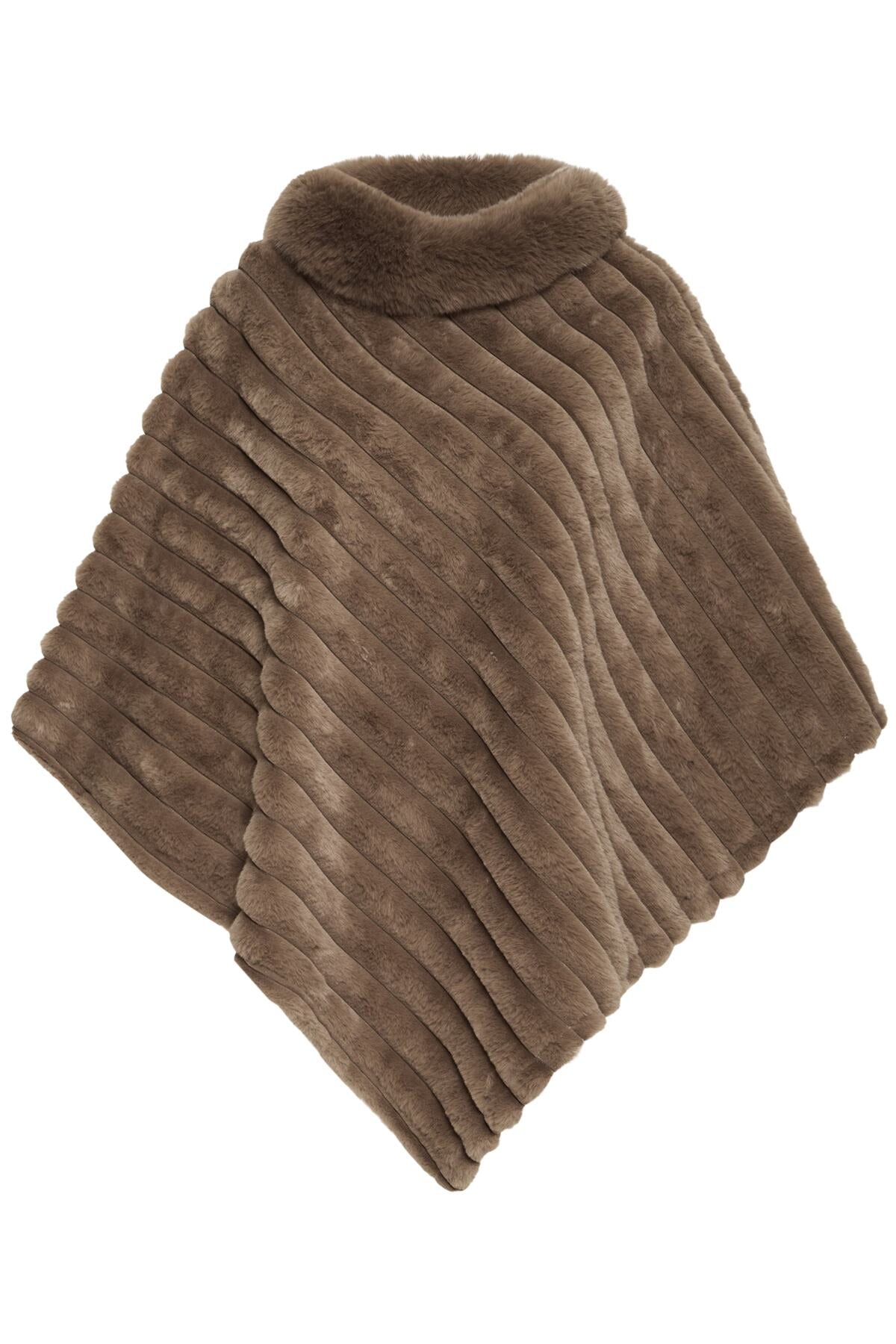 Sorbet Fake Fur Danio Poncho - Light Brown