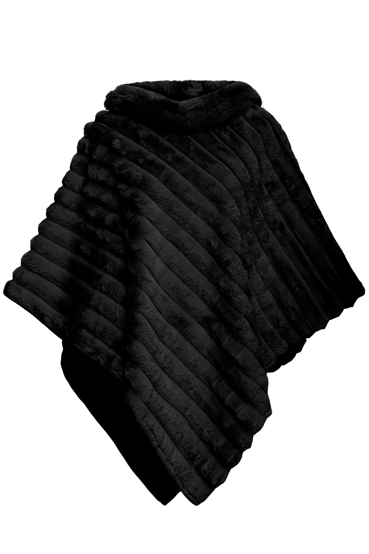 Sorbet Fake Fur Danio Poncho - Black