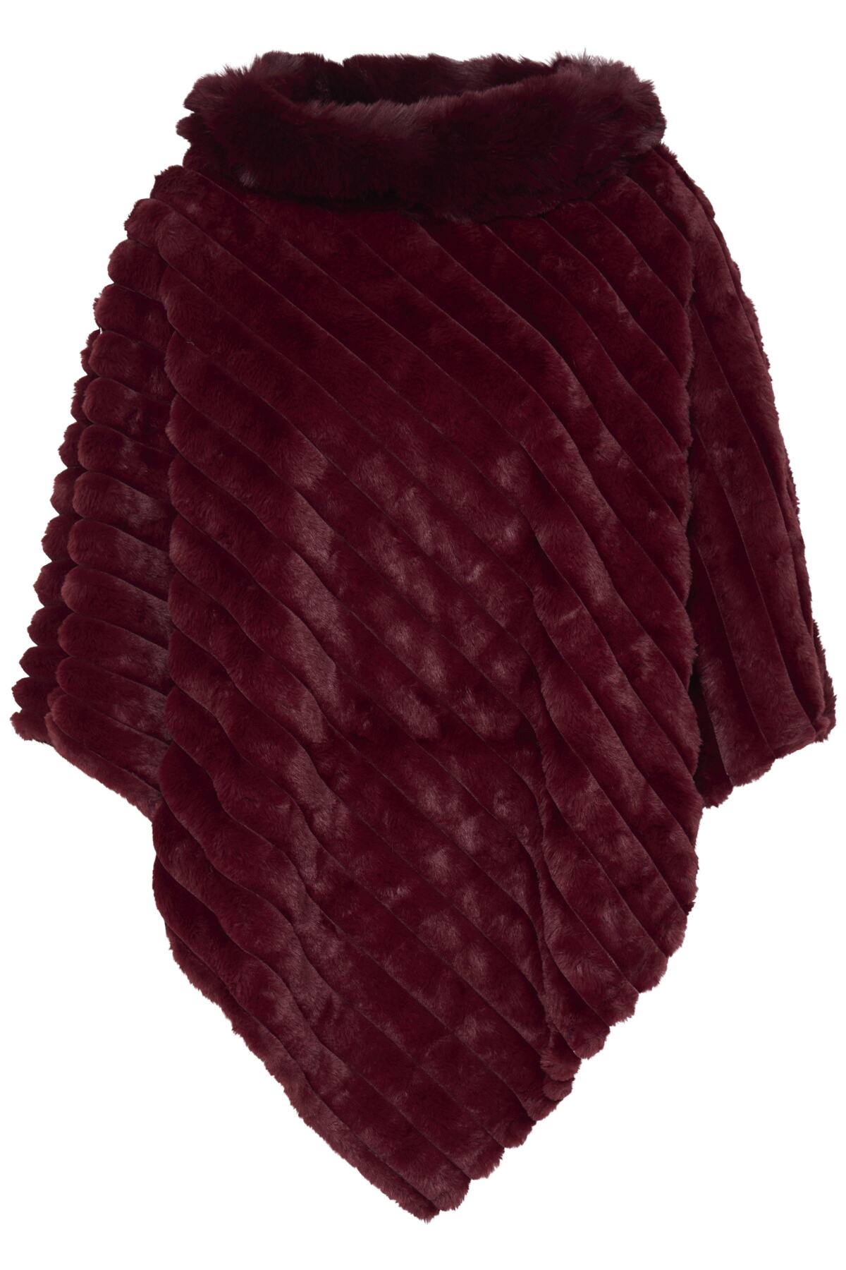 Sorbet Fake Fur Danio Poncho - Burgundy