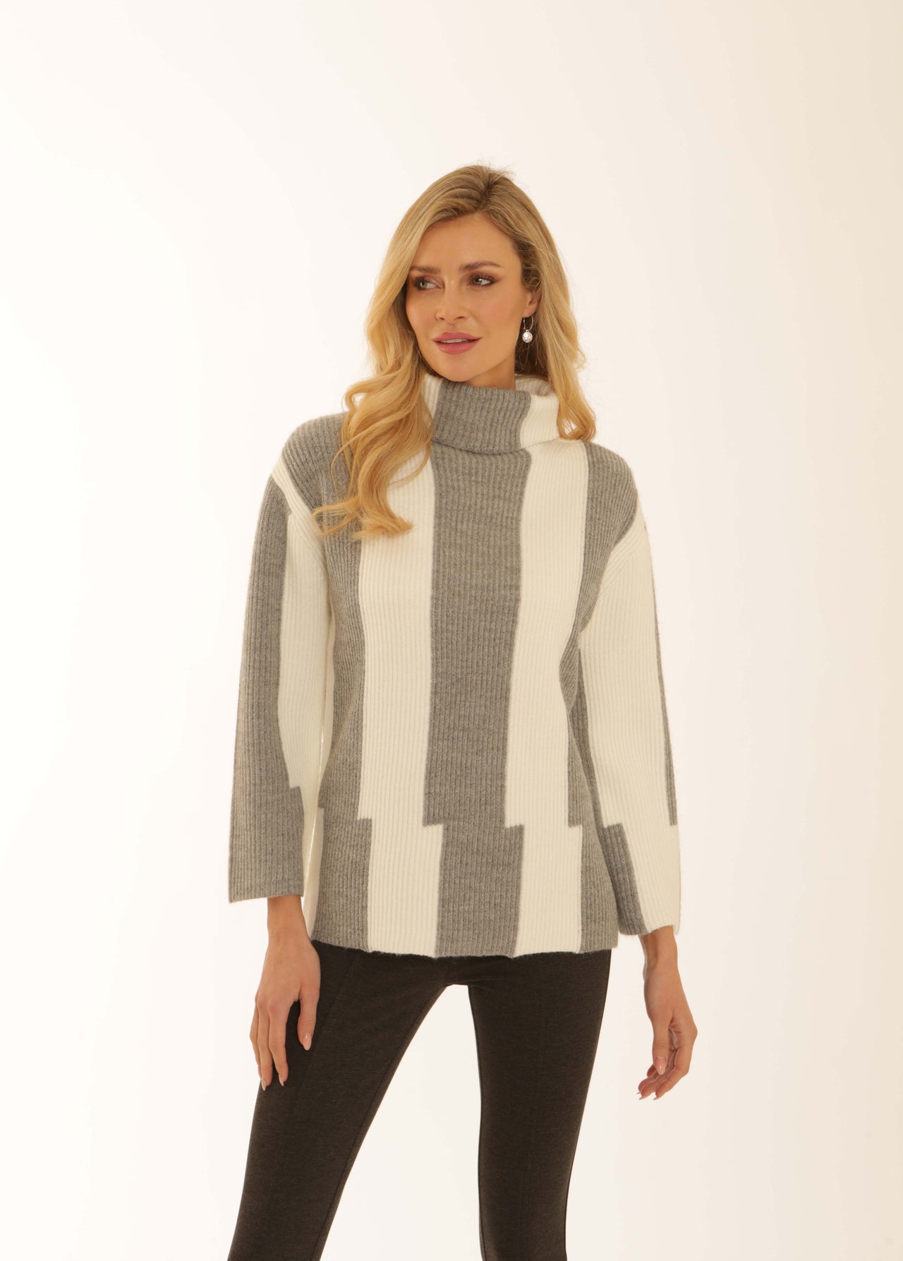 Pomodoro Staggered Stripe Jumper - Cream
