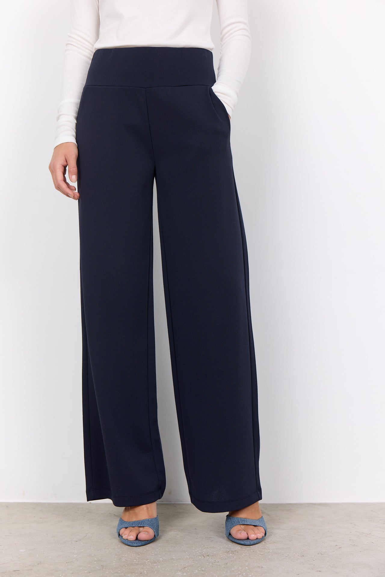 Soya Concept Siham Wide Leg Trousers - Navy