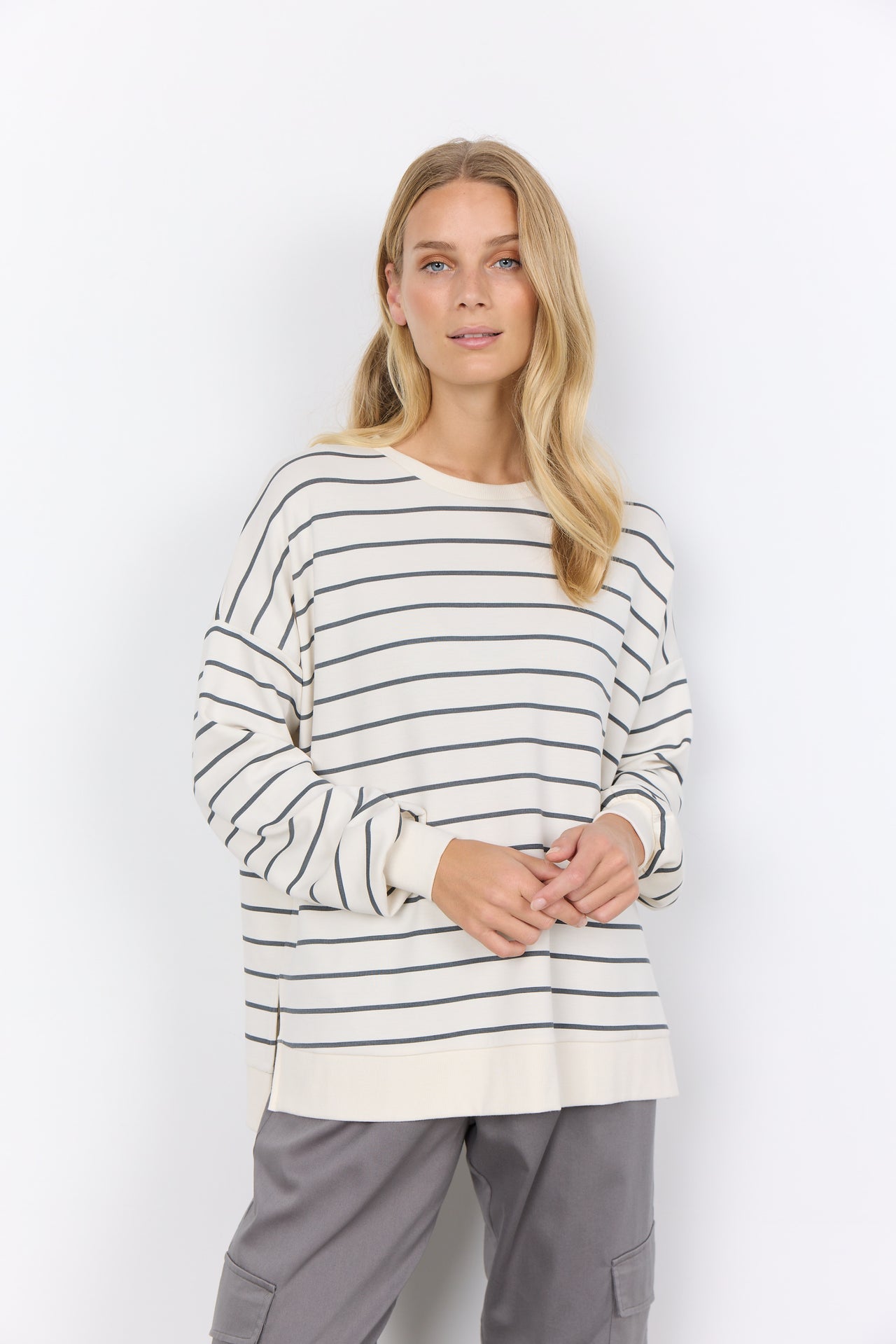 Soya Concept Barni Cream Striped Sweatshirt