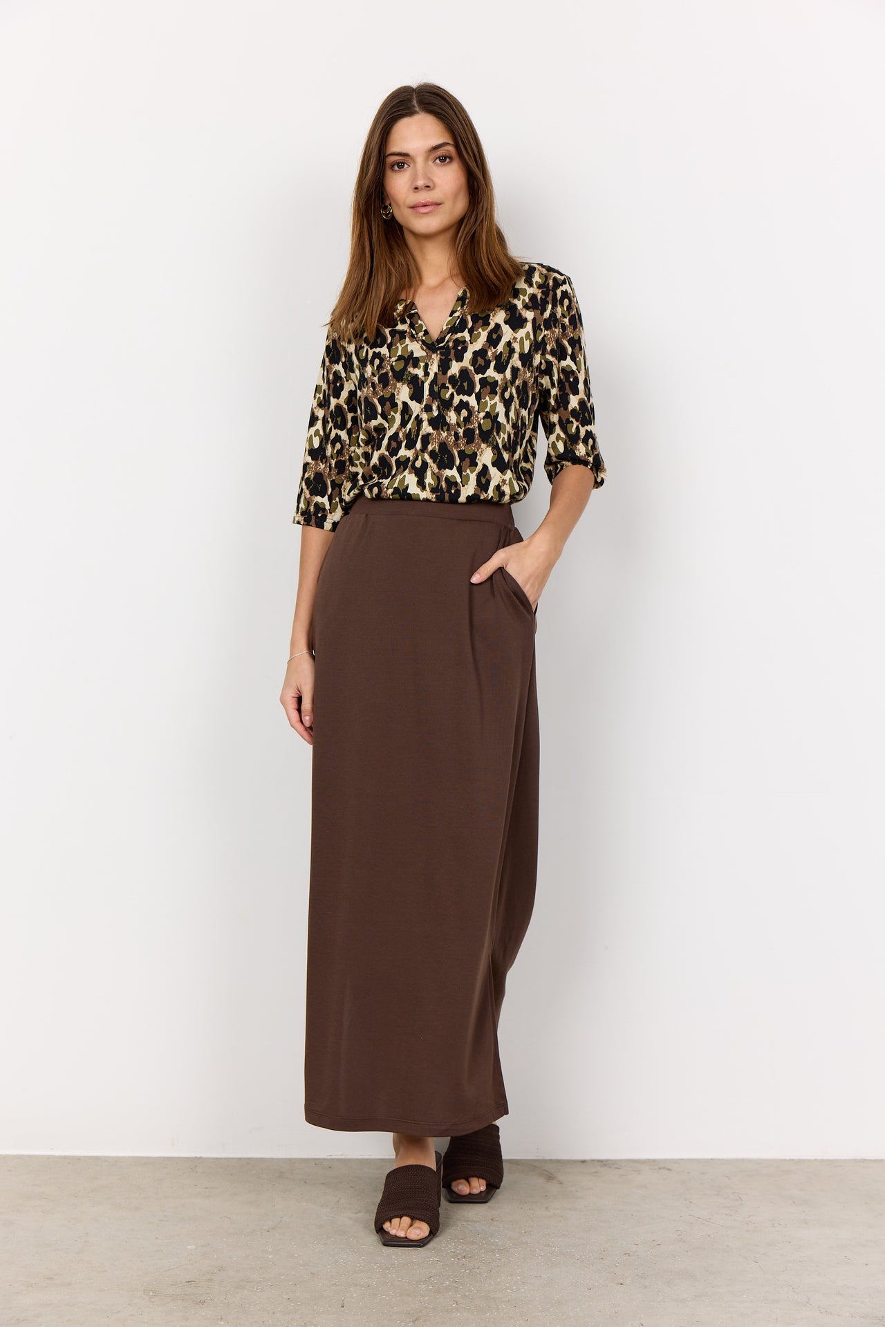 Soya Concept FELICITY Animal Print Blouse - Misty Olive Combi
