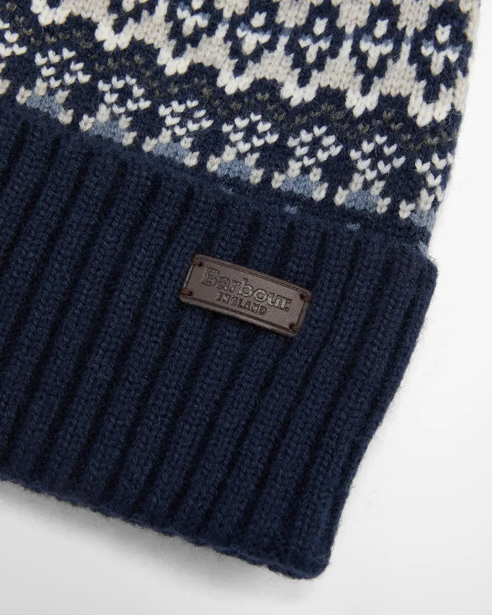 Barbour Marlow Fair Isle Pom Beanie Hat - Navy