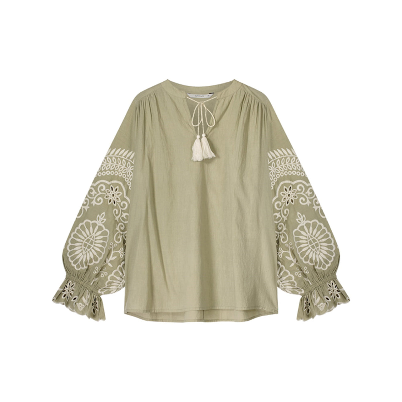 Summum Olive Embroidered Top