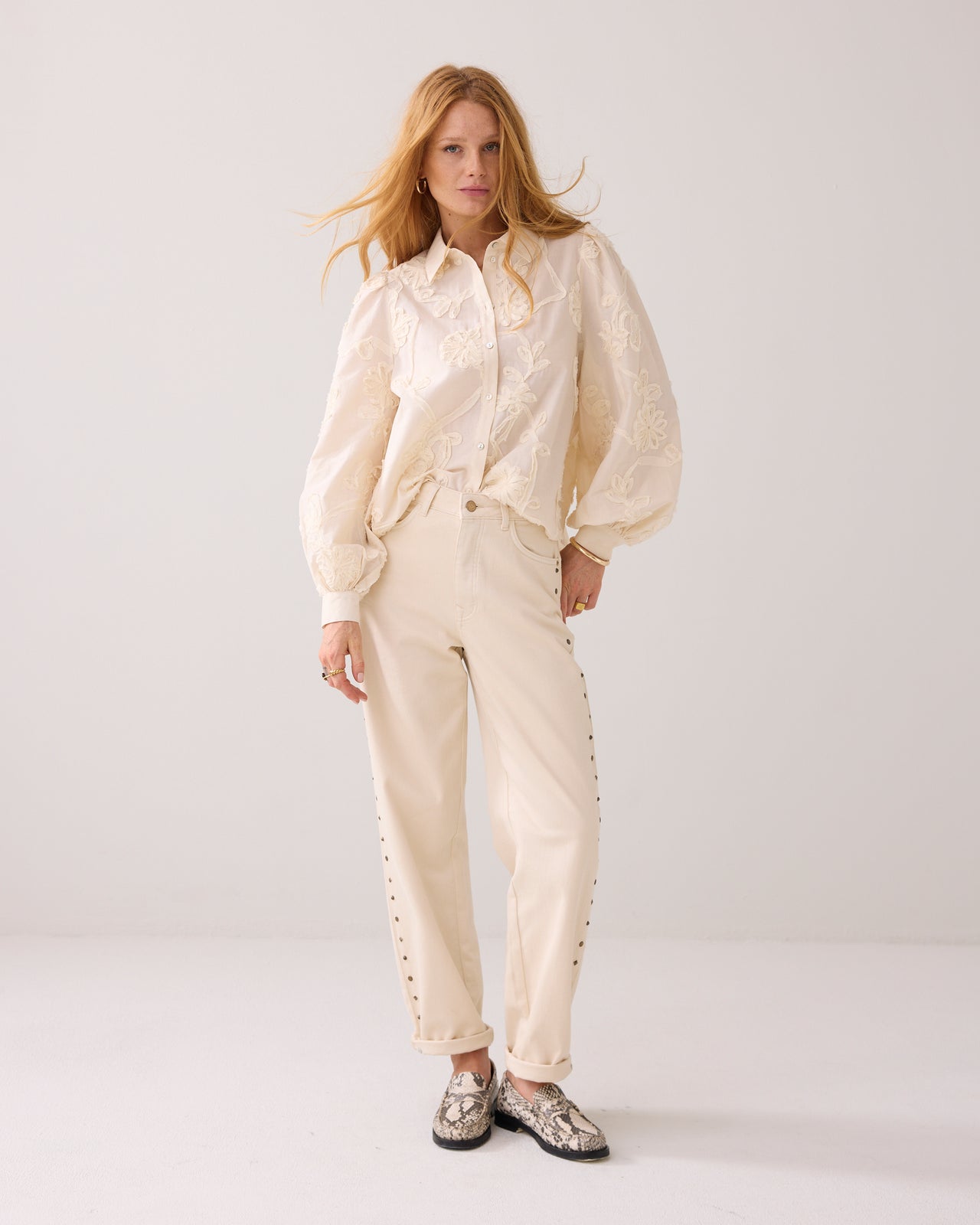 Summum Pattern Voile Blouse - Ivory