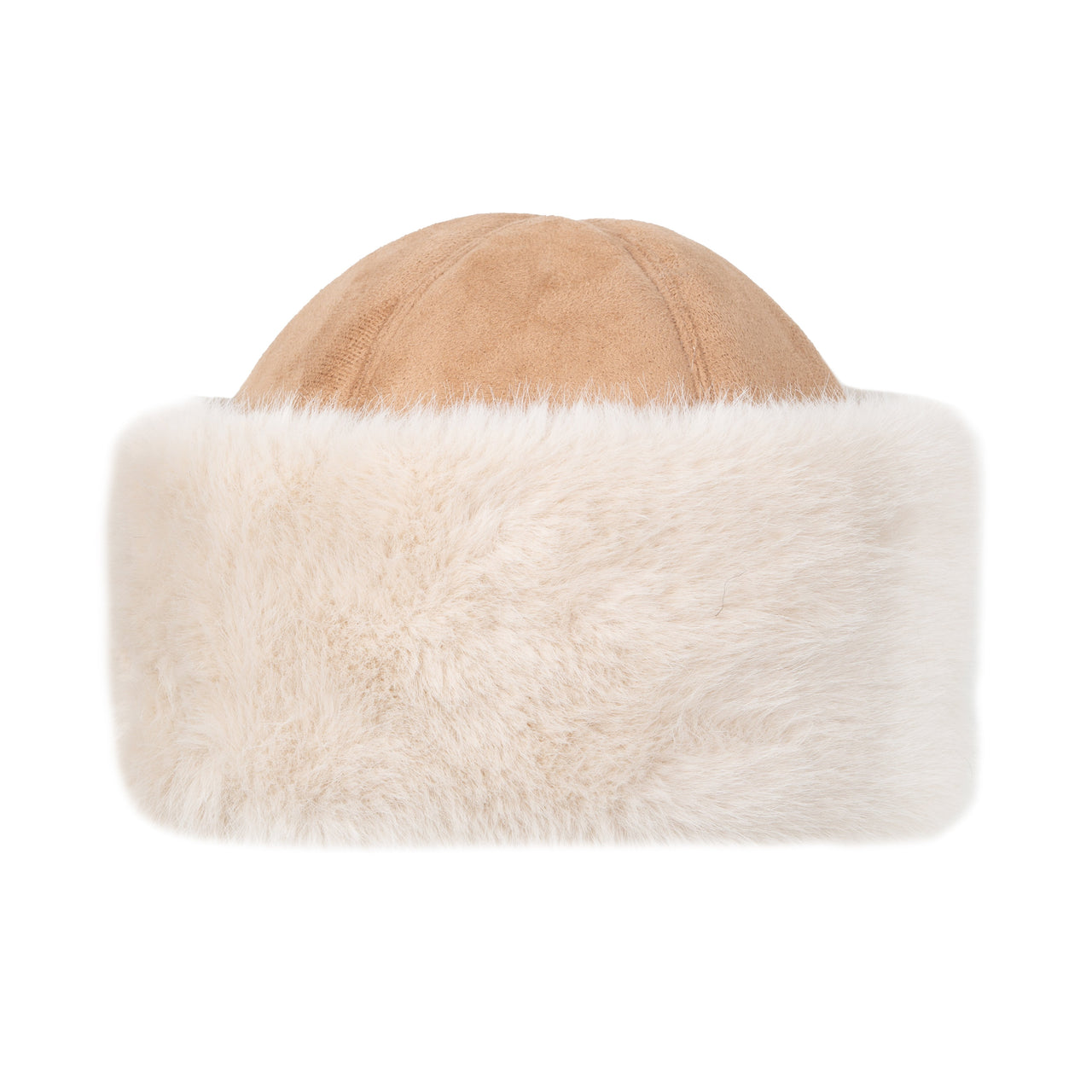 DENTS Women's Faux Suede Hat with Faux Fur Brim - Natural/Camel