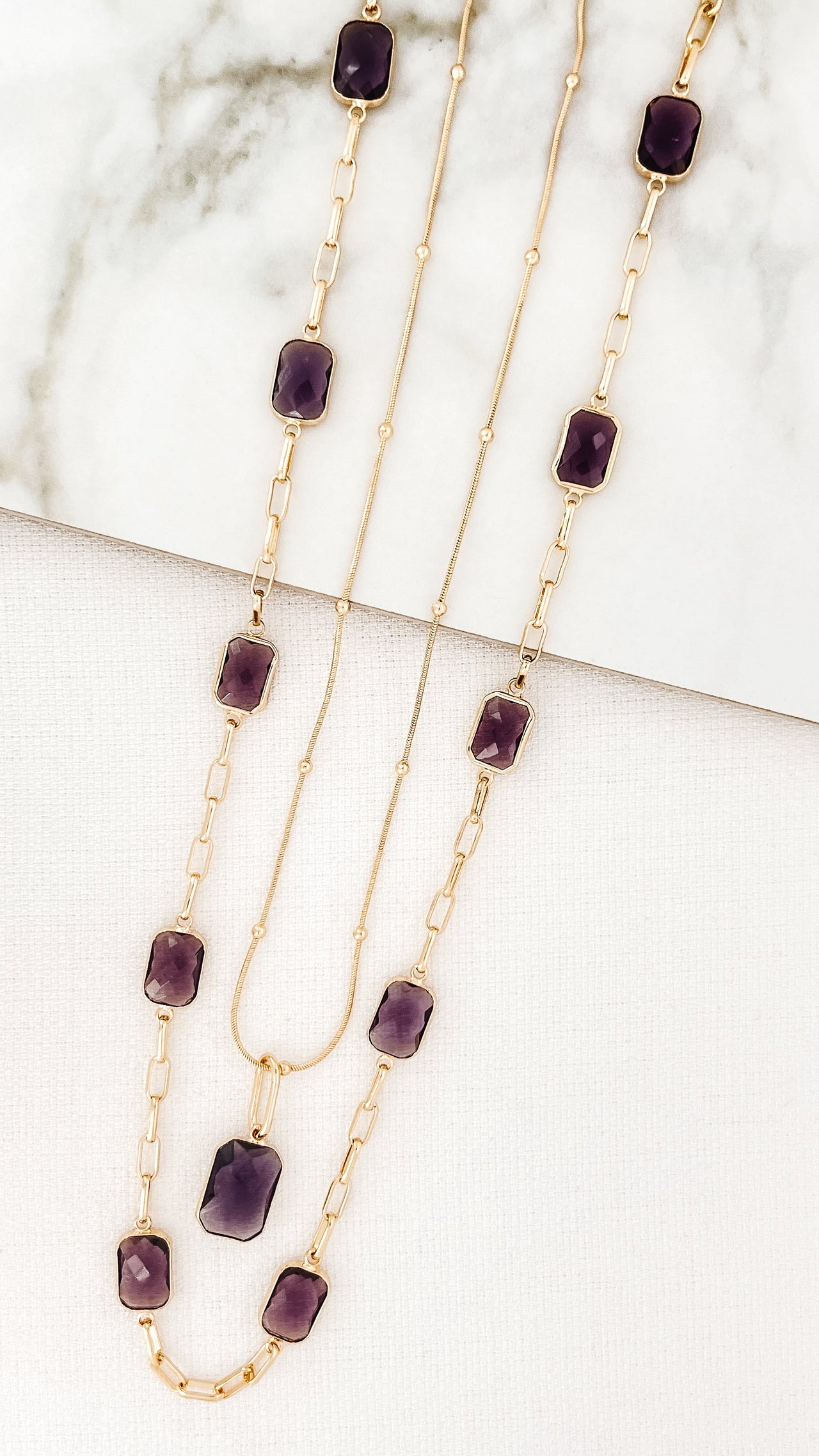 Envy Purple Square Gem Necklace