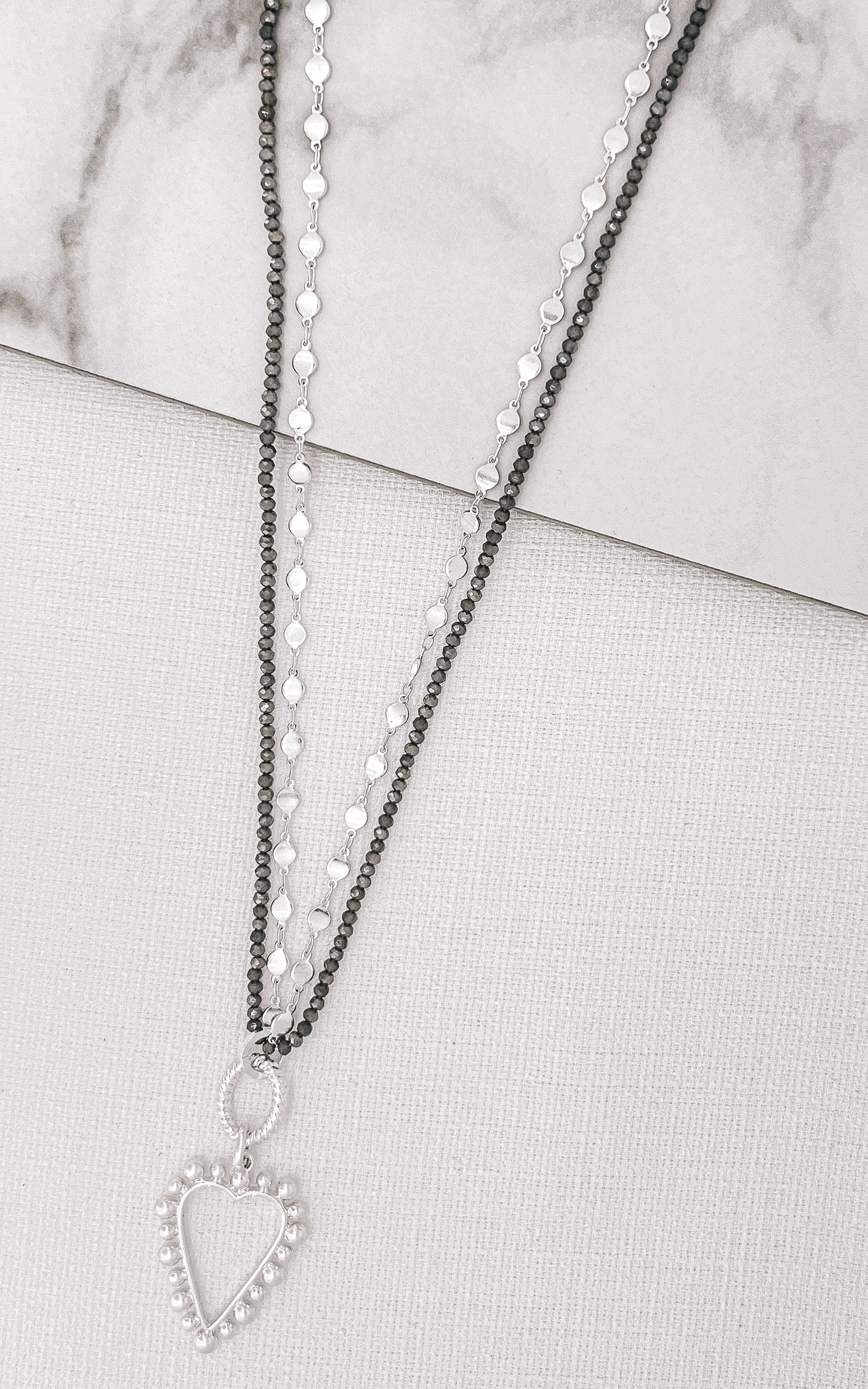 Envy Silver Heart Layer Necklace