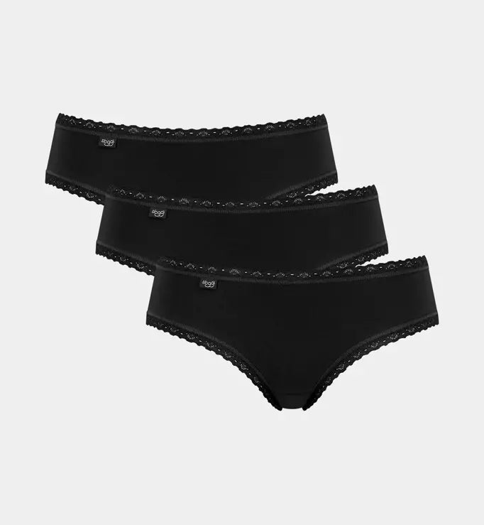 Sloggi Hipster 24/7 Cotton Lace Pack Of 3 - Black