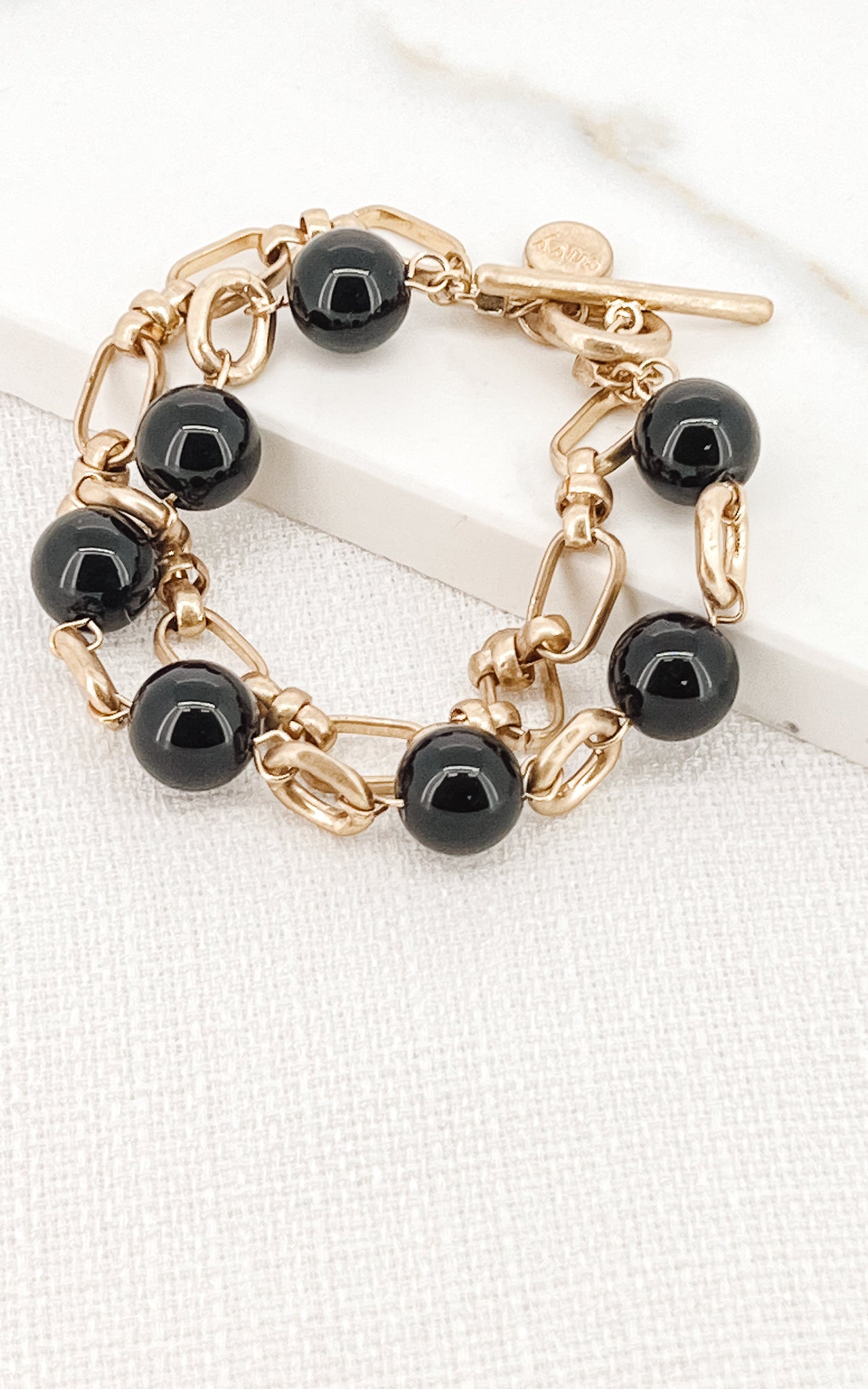 Envy Gold and Black Beaded Bracelet