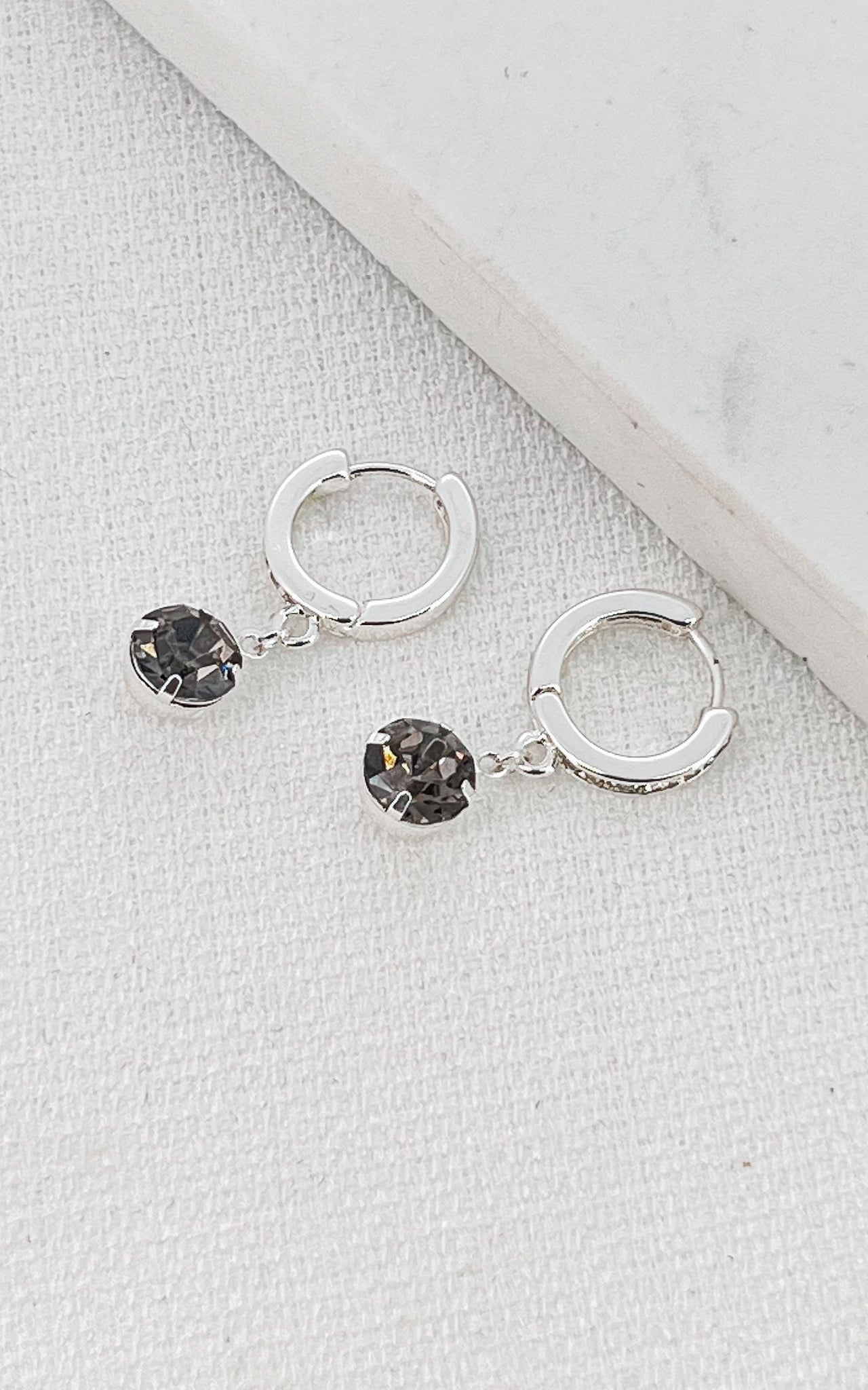 Envy Silver Black Gem Earrings